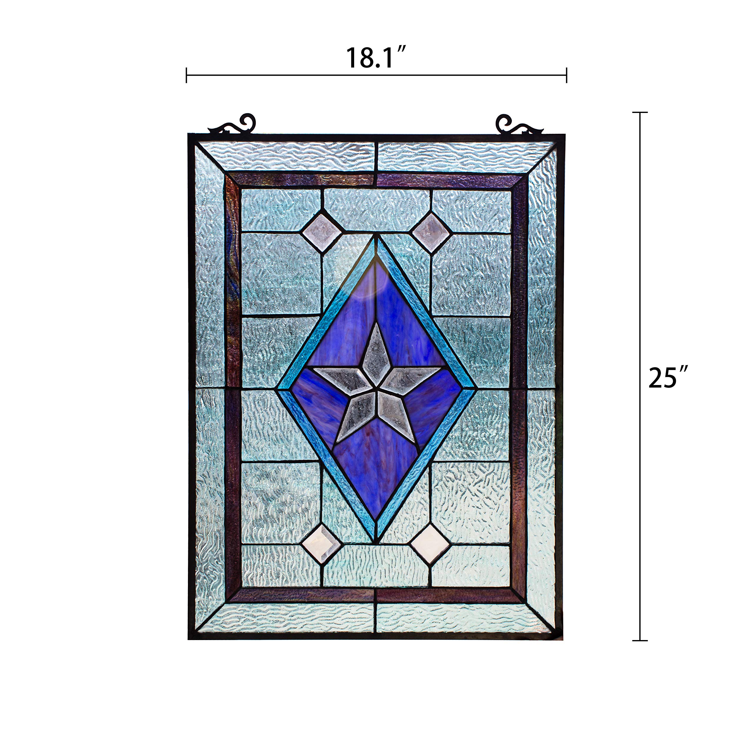 Tiffany-Style Rectangular Stained Glass Window Panel - 24 Inch Height - Perfect for Home Decor, Church Windows & Interior Design Projects