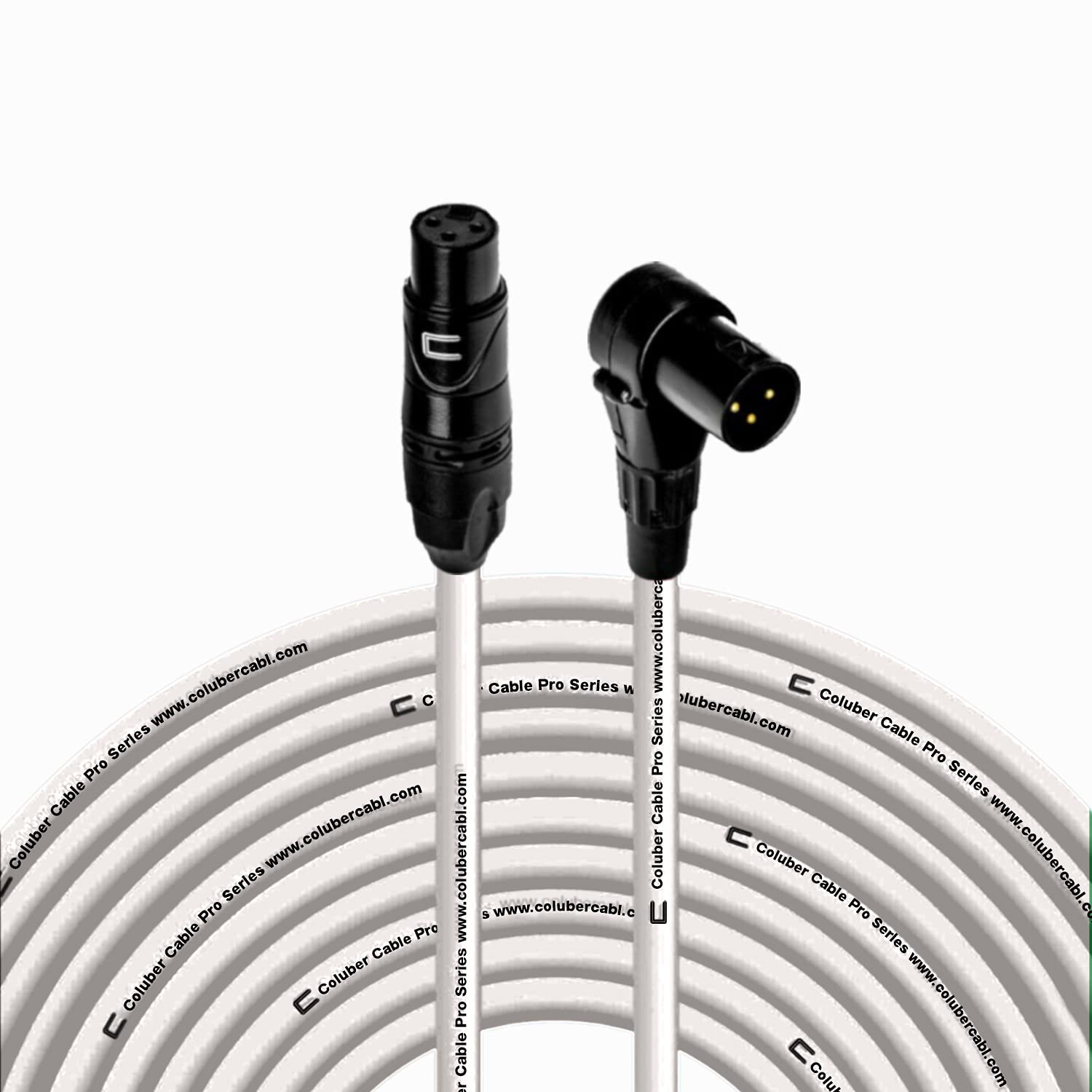 Professional 3-Pin XLR Cable Female to Right Angle XLR Male - 100ft White Balanced Audio Cable for Microphones, Powered Speakers, Audio Interfaces & Mixers - Perfect for Live Performances, Studio Recording & DJ Setups