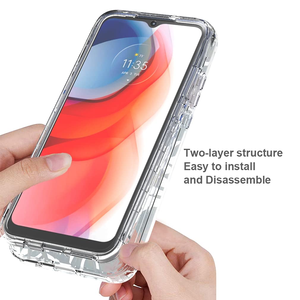 Clear Shockproof Hybrid Case for Motorola Moto G Play 2021 - Full Body Protection Crystal Clear Phone Cover with Flowers & Leaves Design | Perfect for Everyday Use, Outdoor Activities & Travel Protection