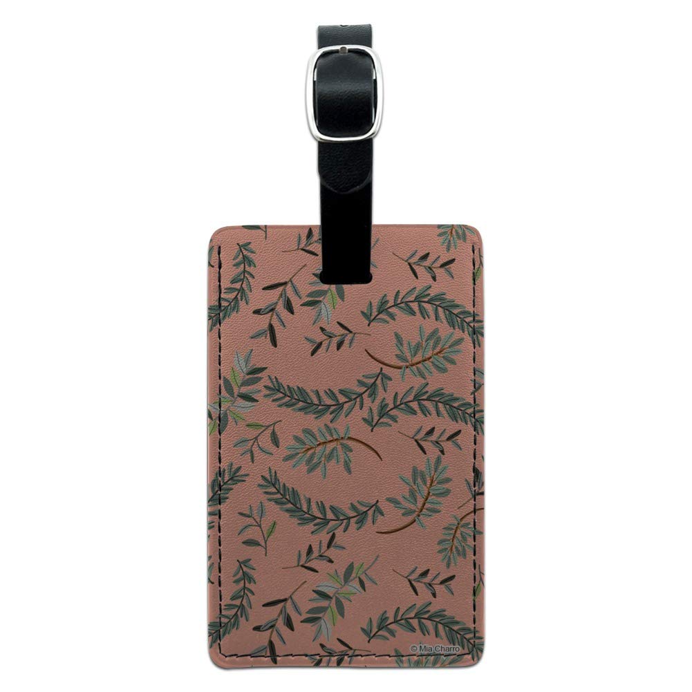 Laurel Leaves Rectangle Leather Luggage Tag - Durable Suitcase ID Tag for Travel Bags, Carry-On & Checked Luggage - Perfect for Airports, Business Trips & Vacation Identification