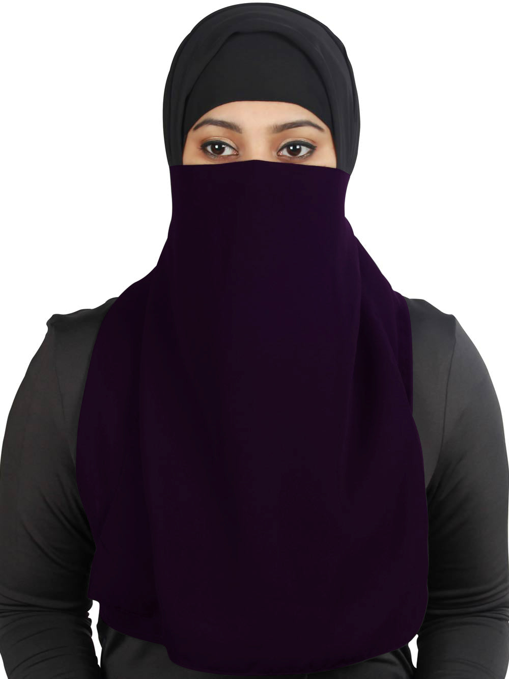 Black Georgette Half Niqab Nosepiece - Breathable & Comfortable Face Cover for Women - Perfect for Daily Wear, Prayer, and Outdoor Activities