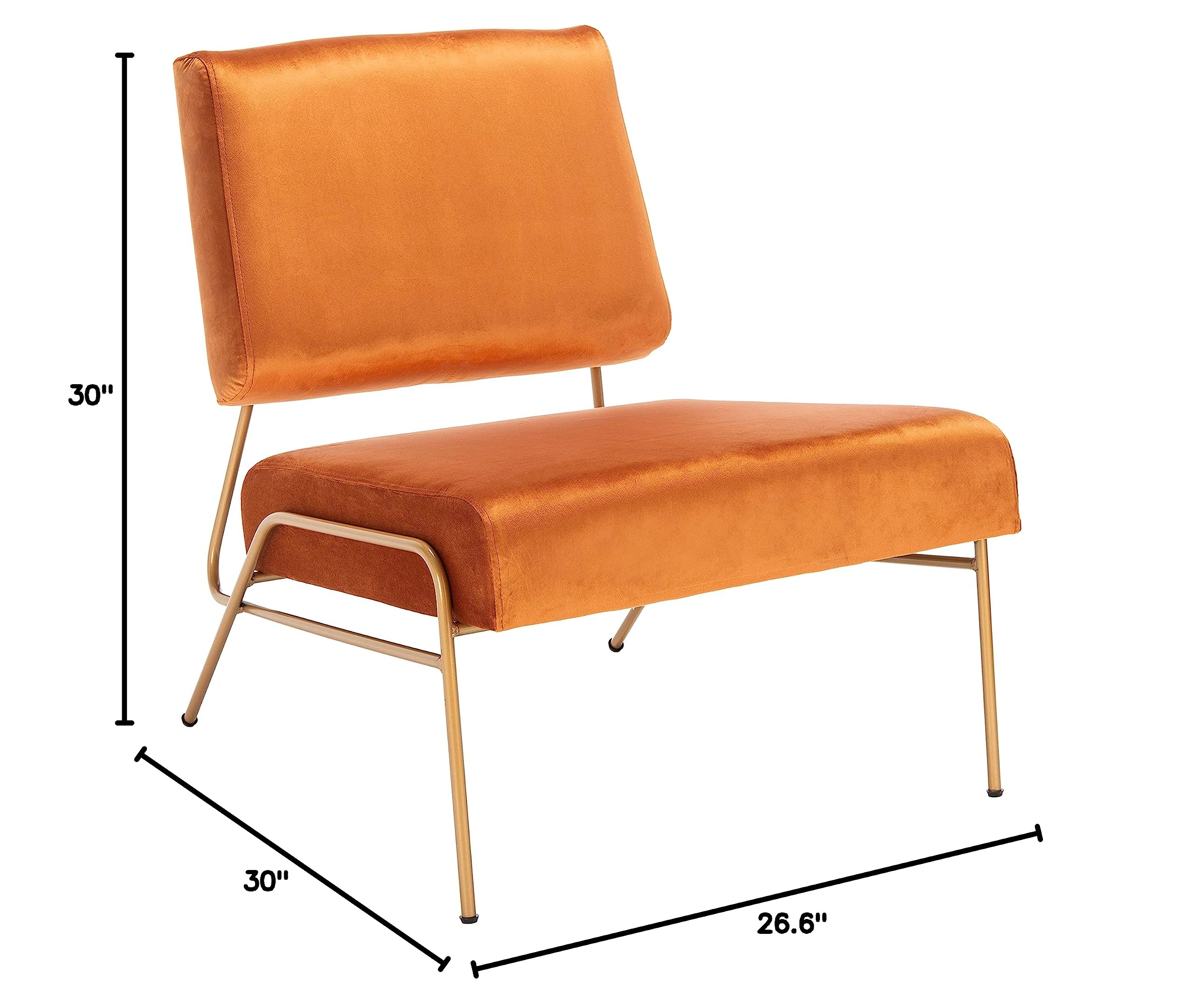 SAFAVIEH Romilly Sienna Velvet Accent Chair with Gold Legs - Modern Living Room, Dining Room, Bedroom & Office Furniture - Perfect for Home Decor, Lounge Seating & Entryway Foyer
