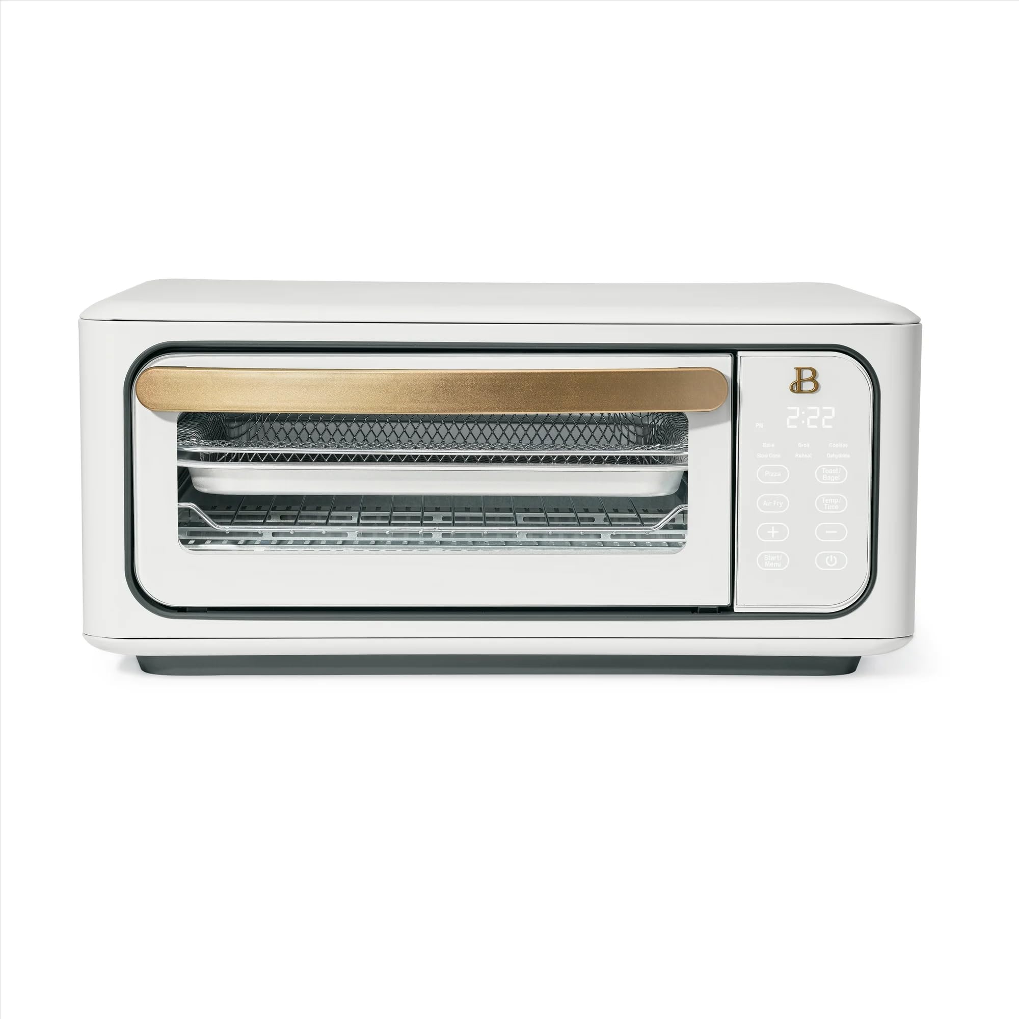 Drew Barrymore 9-Slice Infrared Air Fryer Toaster Oven - 1800W Digital Convection Oven with 10 Preset Functions & LCD Display (White) - Perfect for Baking, Roasting, Air Frying & Family Cooking