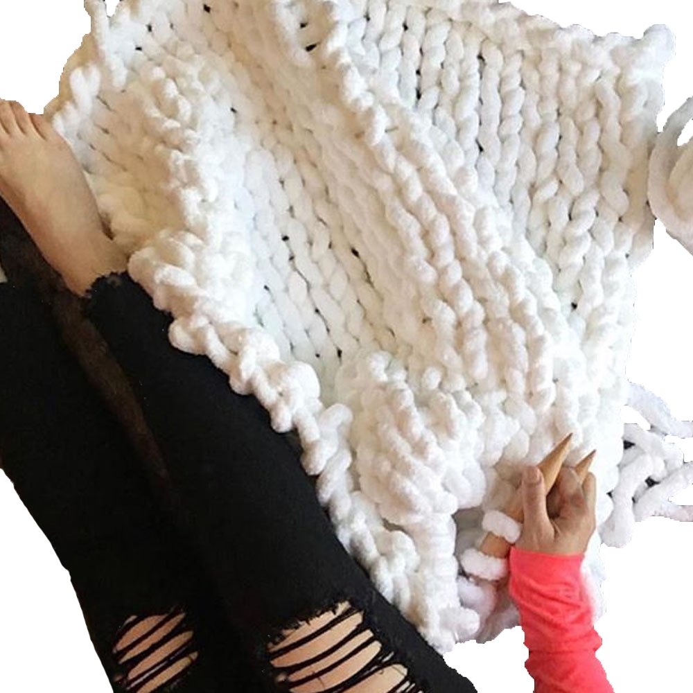 Premium Chunky Chenille Blanket - 150x180cm Soft Vegan Knit Throw, Extra Large Cozy Blanket for Sofa, Bed & Winter Warmth - Perfect for Home Decor, Gifts & Cold Weather Comfort