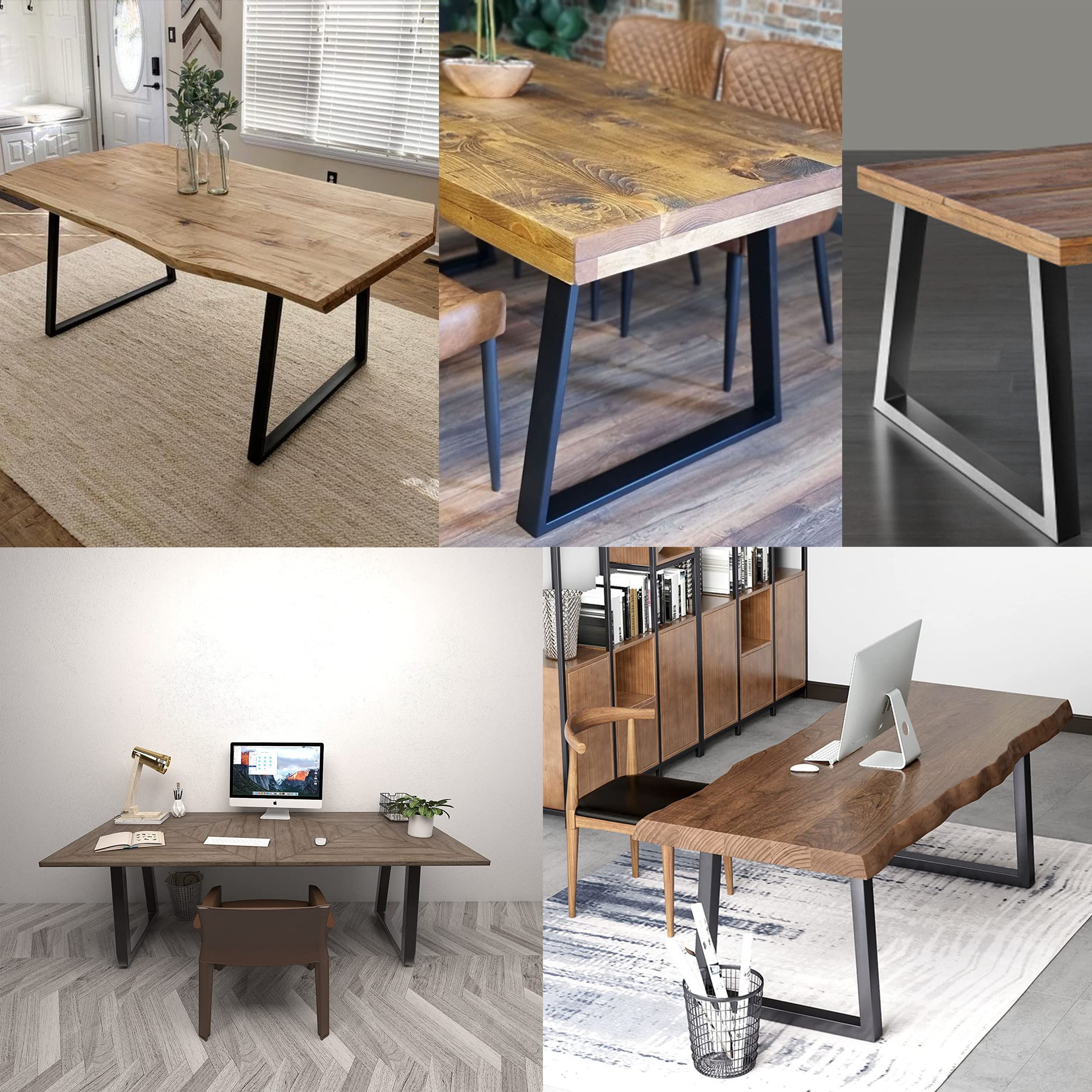 Heavy Duty Black Metal Table Legs 28x17.7 Inch - Industrial Style Coffee Table Legs, End Table Supports for Living Room, Office & Modern Furniture DIY Projects