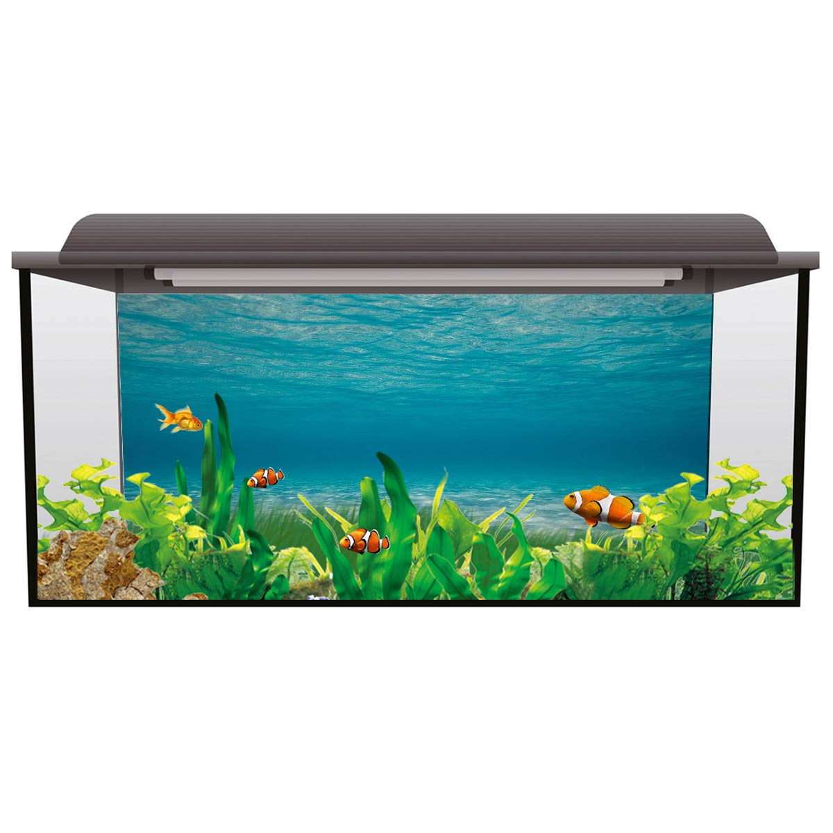 Premium PVC Aquarium Background Sticker - Blue Water Pattern Fish Tank Decoration 48.8
