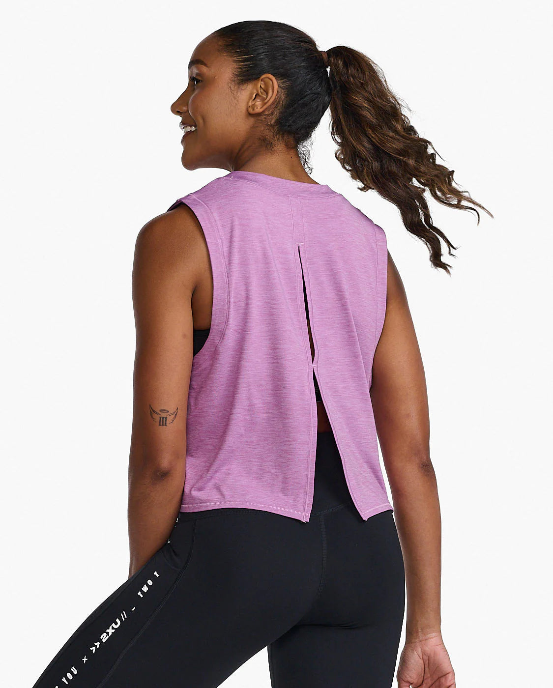 Motion Crop Tank Top in Mauve - Women's Athletic Workout Shirt for Yoga, Running & Gym