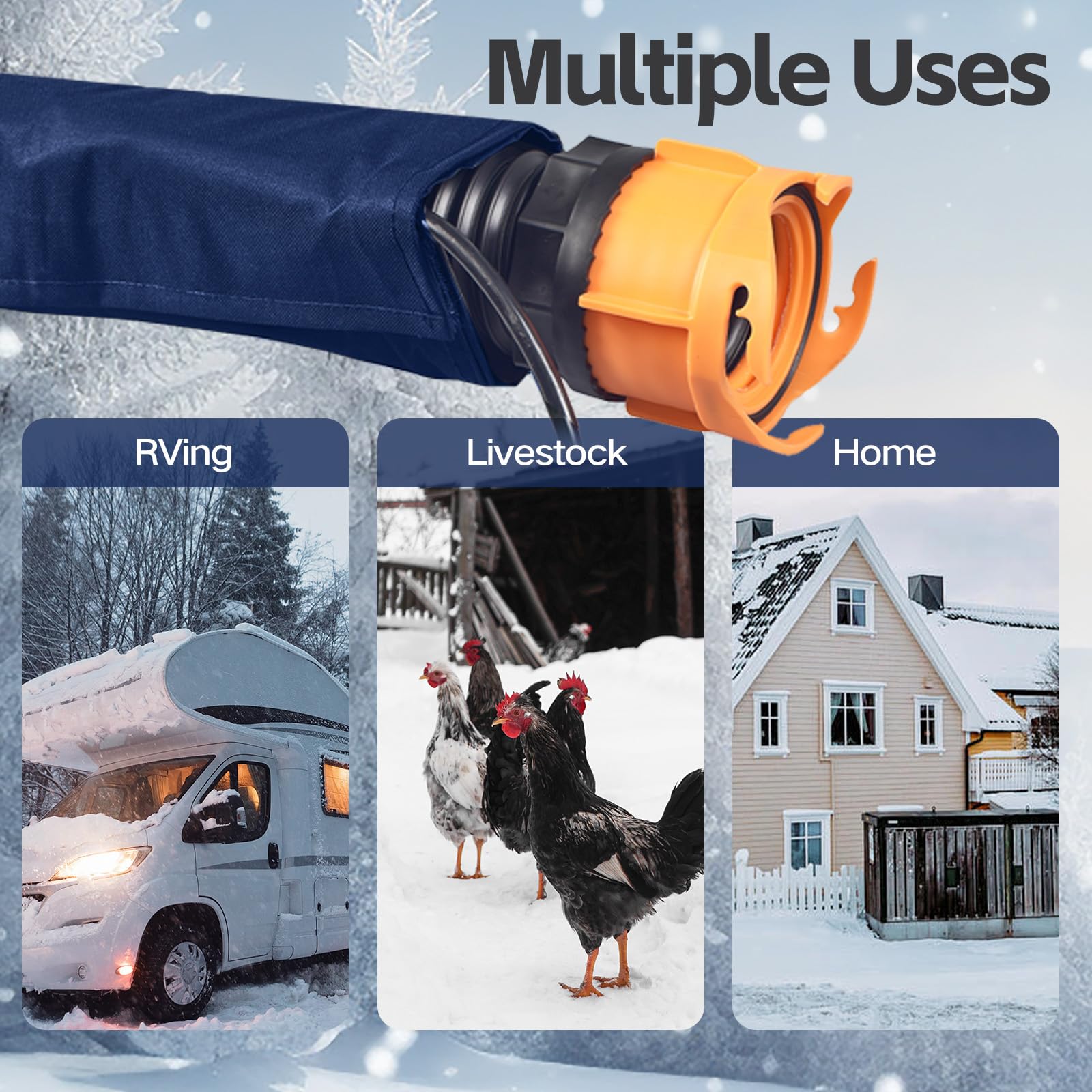 Heated RV Sewer Hose Kit (-45°F Freeze Protection) for Winter Camping