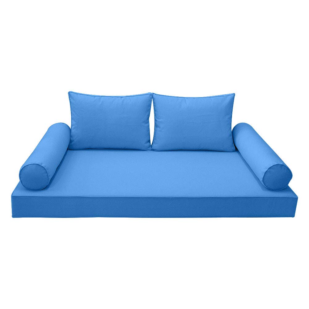 Prolinemax Outdoor Style 1 Twin-XL Piped Trim Daybed Mattress Bolster Pillow Fitted Cover - Waterproof & Breathable Fabric for Patio, Sunroom, or Guest Room Use
