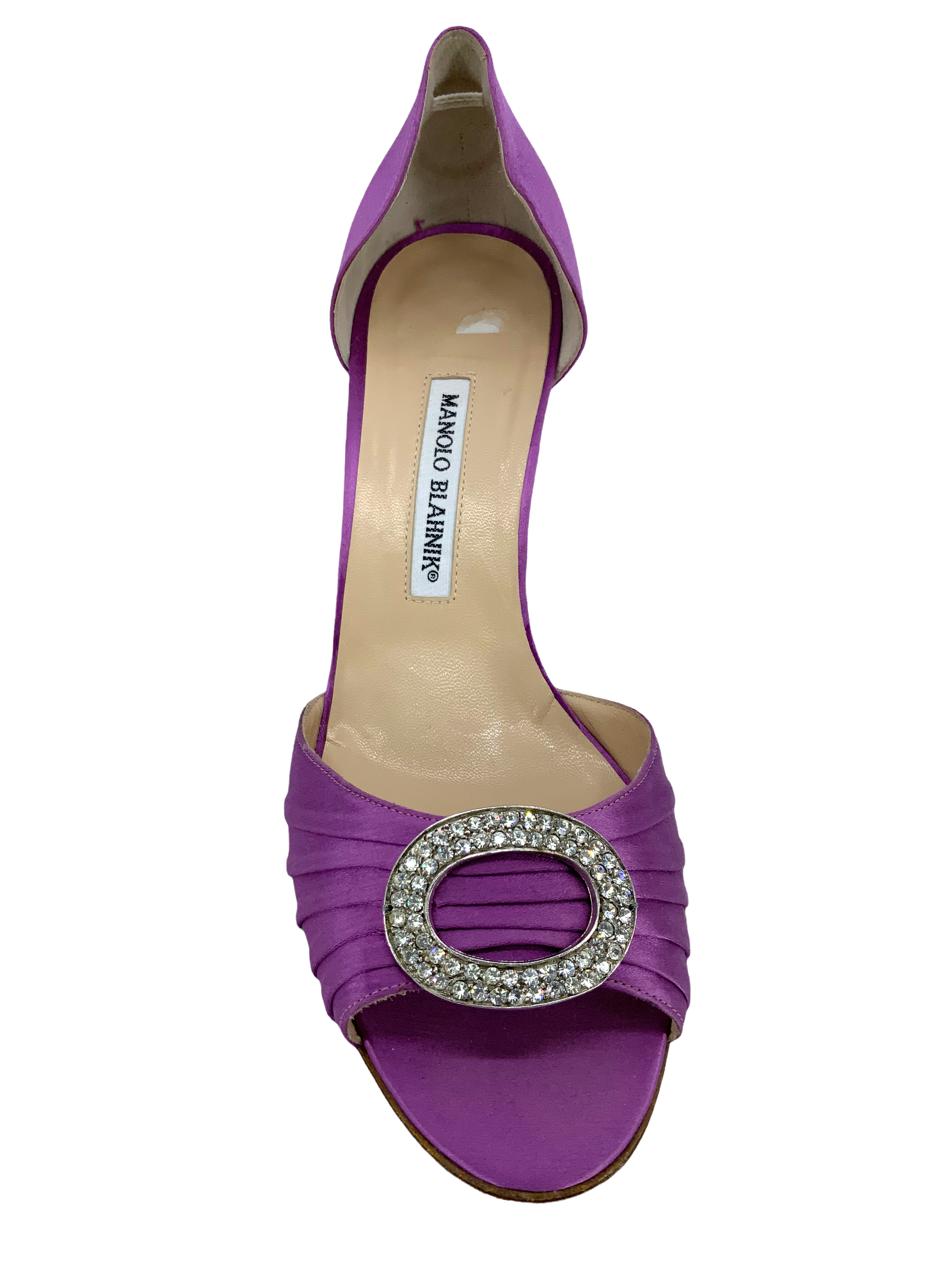 Manolo Blahnik Sedarby Embellished Satin d'Orsay Pumps Women's Size 10.5 - Luxury Evening Heels for Weddings, Parties & Special Occasions