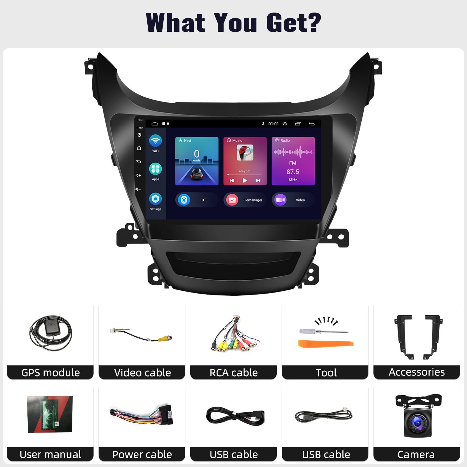 9 Inch Android 11 Car Stereo with 2GB RAM 32GB ROM - Wireless Apple CarPlay & Android Auto - Bluetooth Touchscreen GPS Head Unit for Hyundai Elantra 2014-2016 - Supports WiFi FM USB SWC & AHD Backup Camera - Perfect for Hands-Free Calling, Navigation & Entertainment While Driving