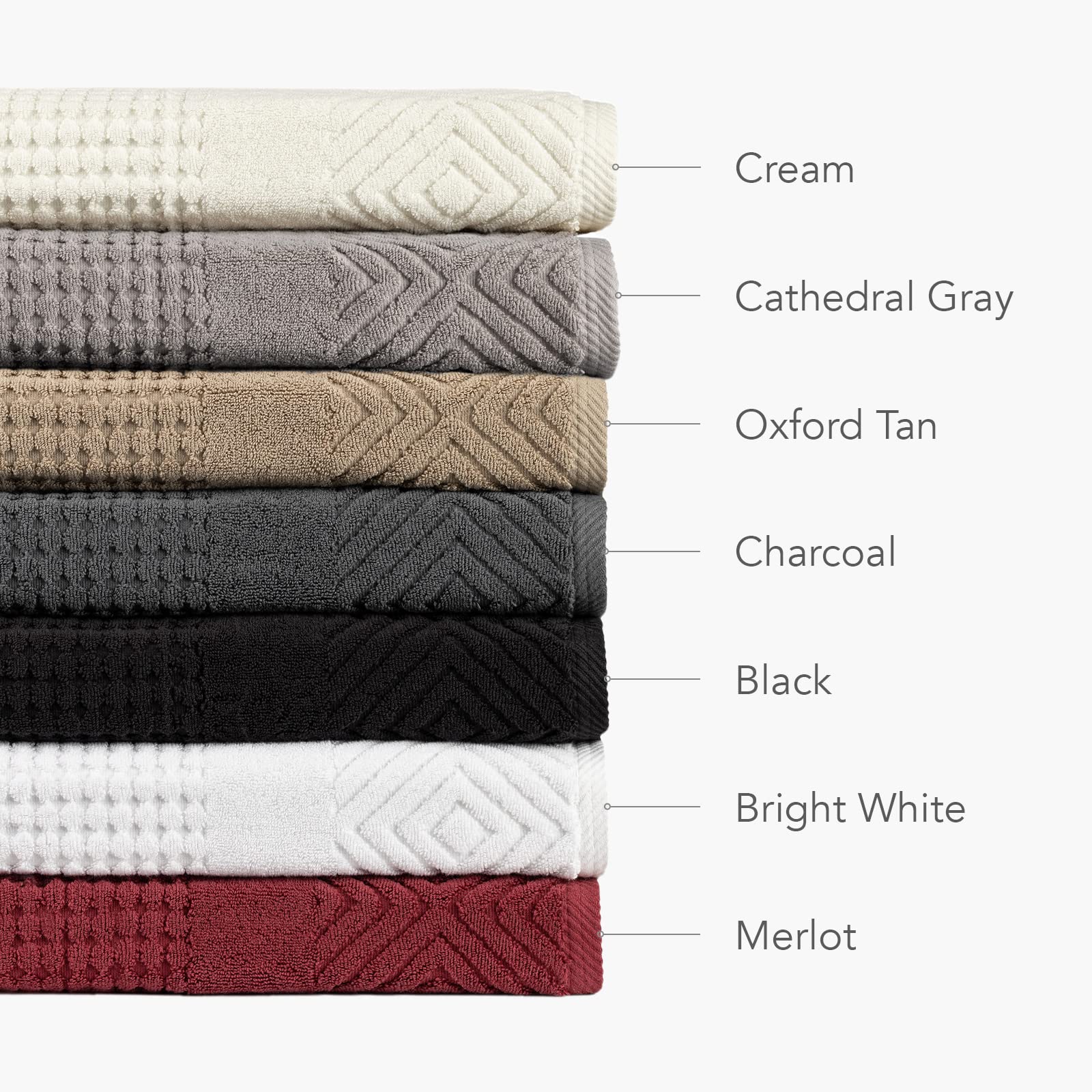 Texere 100% Organic Cotton 700 GSM Luxury Bath Towel Set - Ultra Soft Hotel & Spa Quality Towels, 2 Large Bath Towels, 2 Hand Towels, 2 Washcloths (6-Piece Set, Diamond/Merlot) - Perfect for Bathrooms, Spas, Hotels & Luxury Home Decor