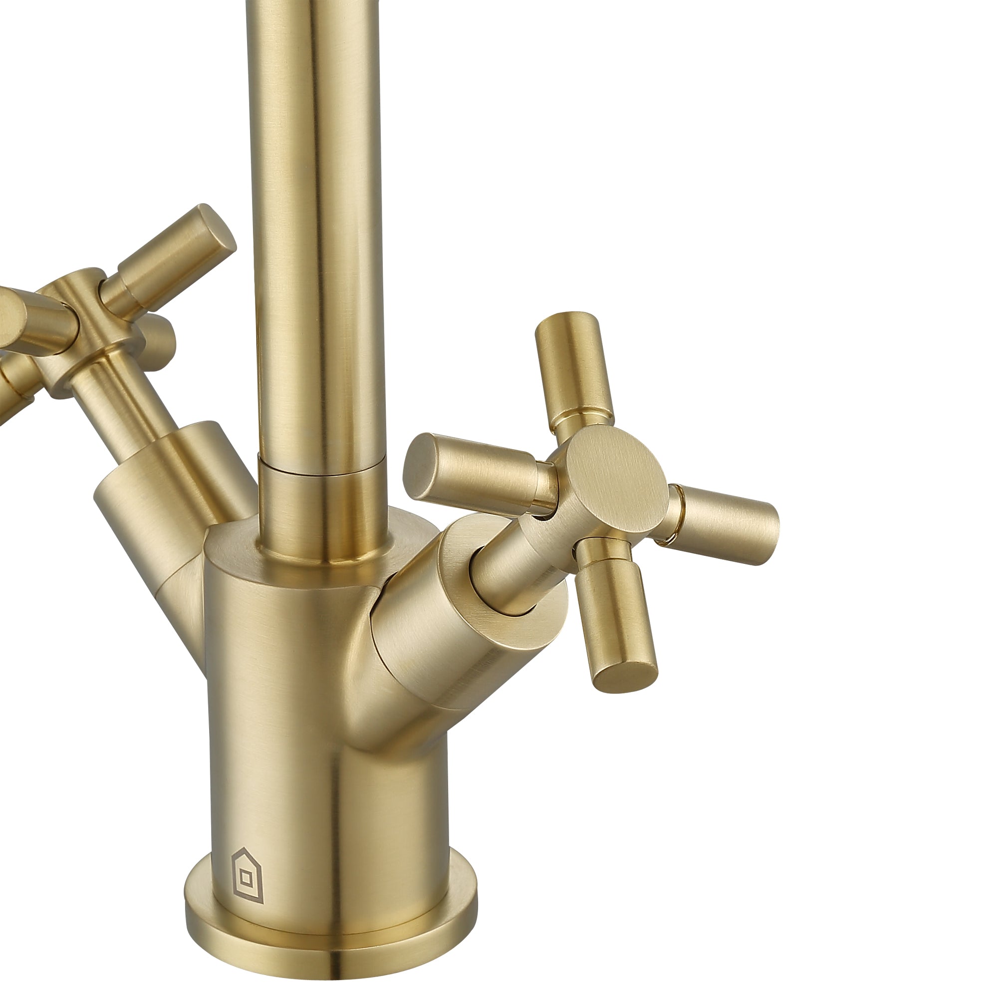 Ancona Prima Cross Handle 1 Hole Bathroom Faucet in Brushed Champagne Gold - Modern Single Hole Bathroom Sink Faucet for Vanity, Powder Room & Guest Bath (Brushed Gold Finish)