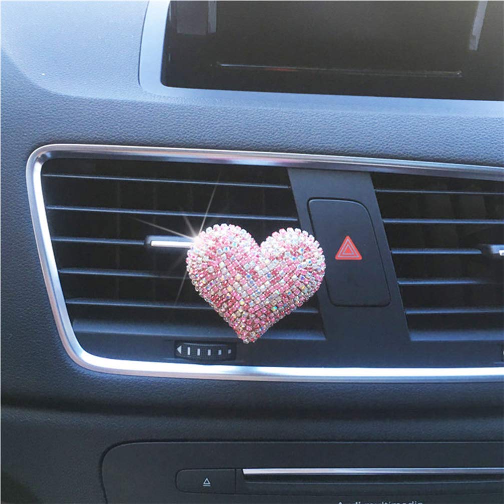 Crystal Heart Car Air Vent Clip - Rhinestone Bling Car Accessory for Women | Valentine's Day Gift | Pink Car Decor for Dashboard & Interior Styling