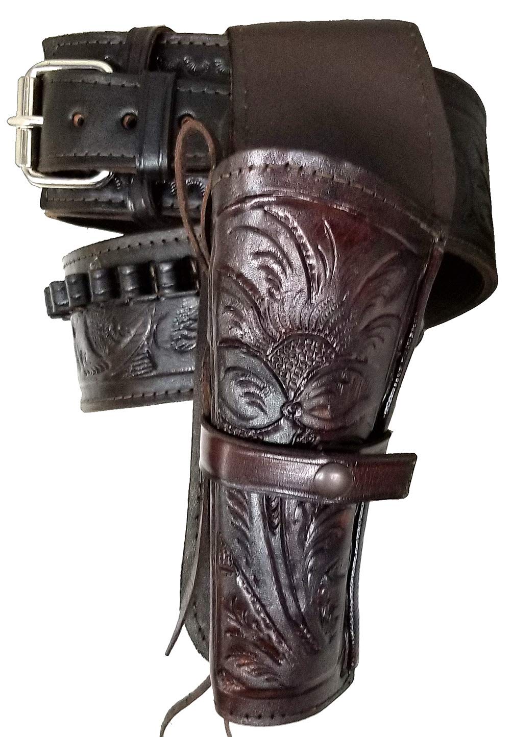 357/38 Western Left High Ride Leather Holster Gun Belt Rig - Durable Cowhide for Cowboy Action Shooting & Outdoor Hunting