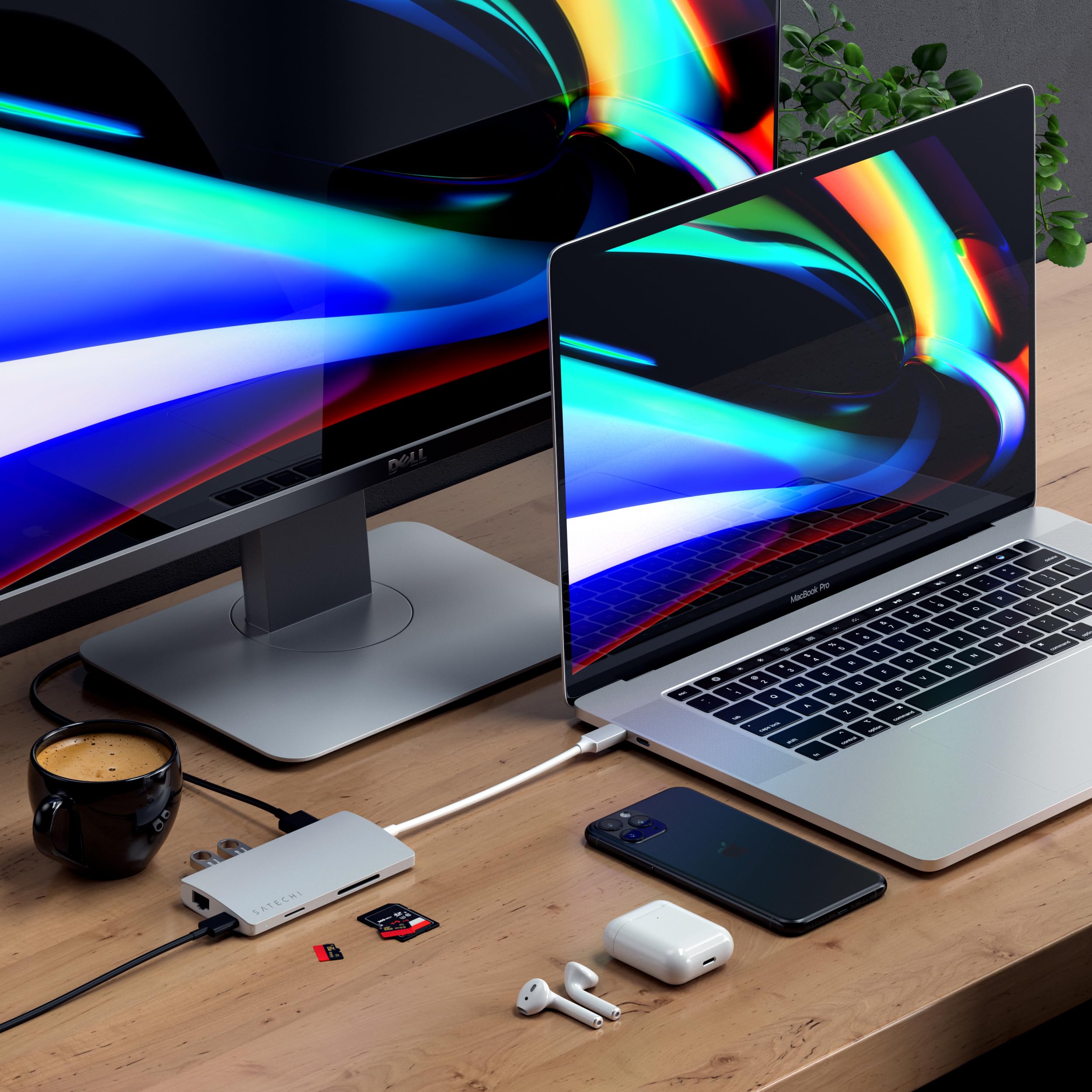 Satechi USB C Hub Multiport Adapter V2 with 4K HDMI (60Hz), 60W USB C Charging, Gigabit Ethernet, SD/Micro Card Readers, USB 3.0 - Compatible with M2/M1 MacBook Pro/Air, M2/M1 iPad Pro/Air, M2 Mac Mini, iMac M1 (Silver) - Perfect for Home Office, Remote Work, and On-the-Go Productivity
