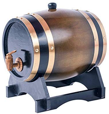 JLDN 5 Liter Oak Wine Barrel Dispenser with Tap Stand - Leak-Proof Aluminum Foil Liner for Aging Wine, Whiskey, Beer & Liquor - Perfect for Home Bars, Restaurants & Wine Cellars