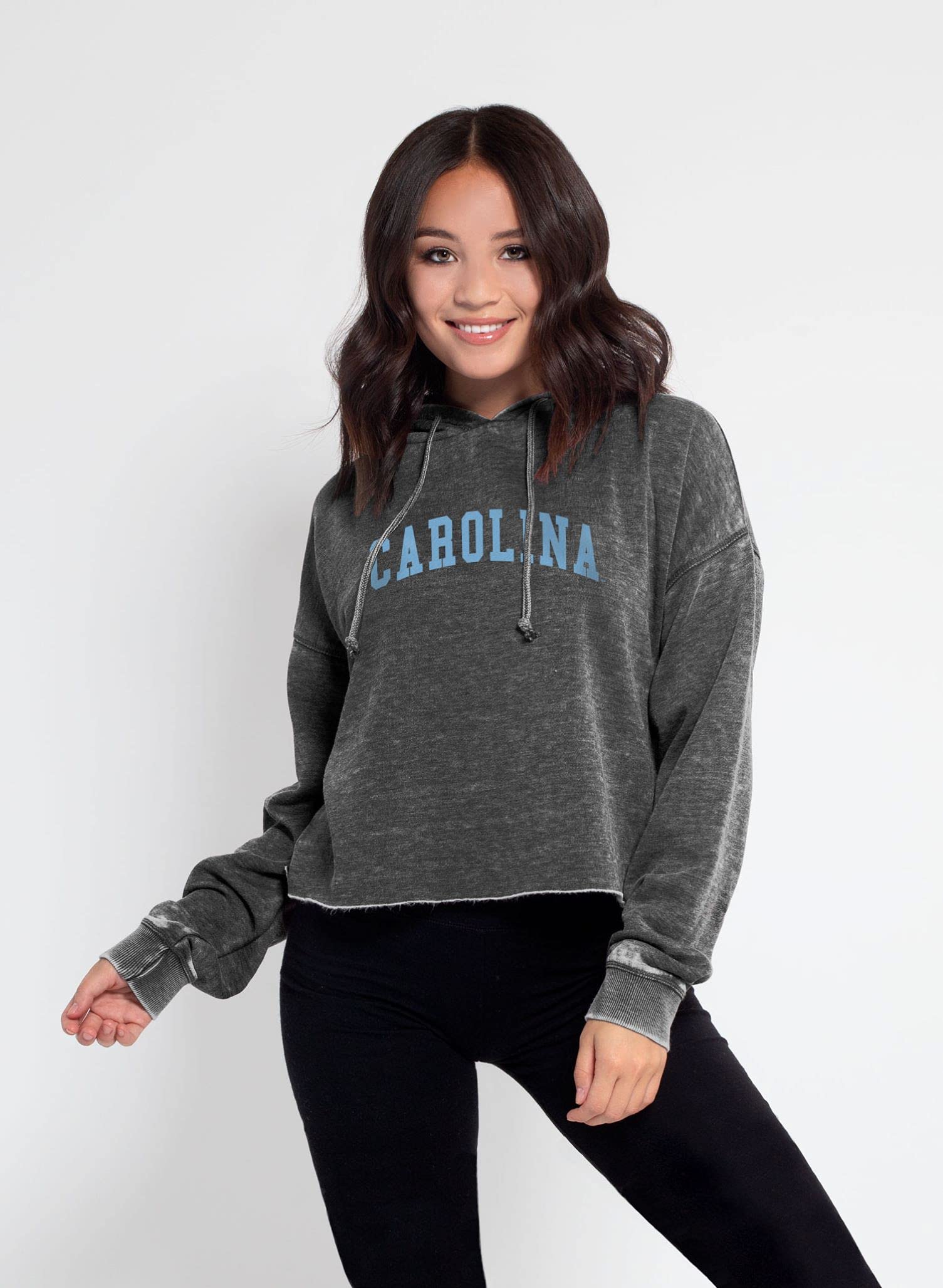 Chicka-D Women's Burnout Cropped Hoodie - Soft Vintage Style Pullover Sweatshirt for Casual Wear, Street Fashion & Layering Outfits