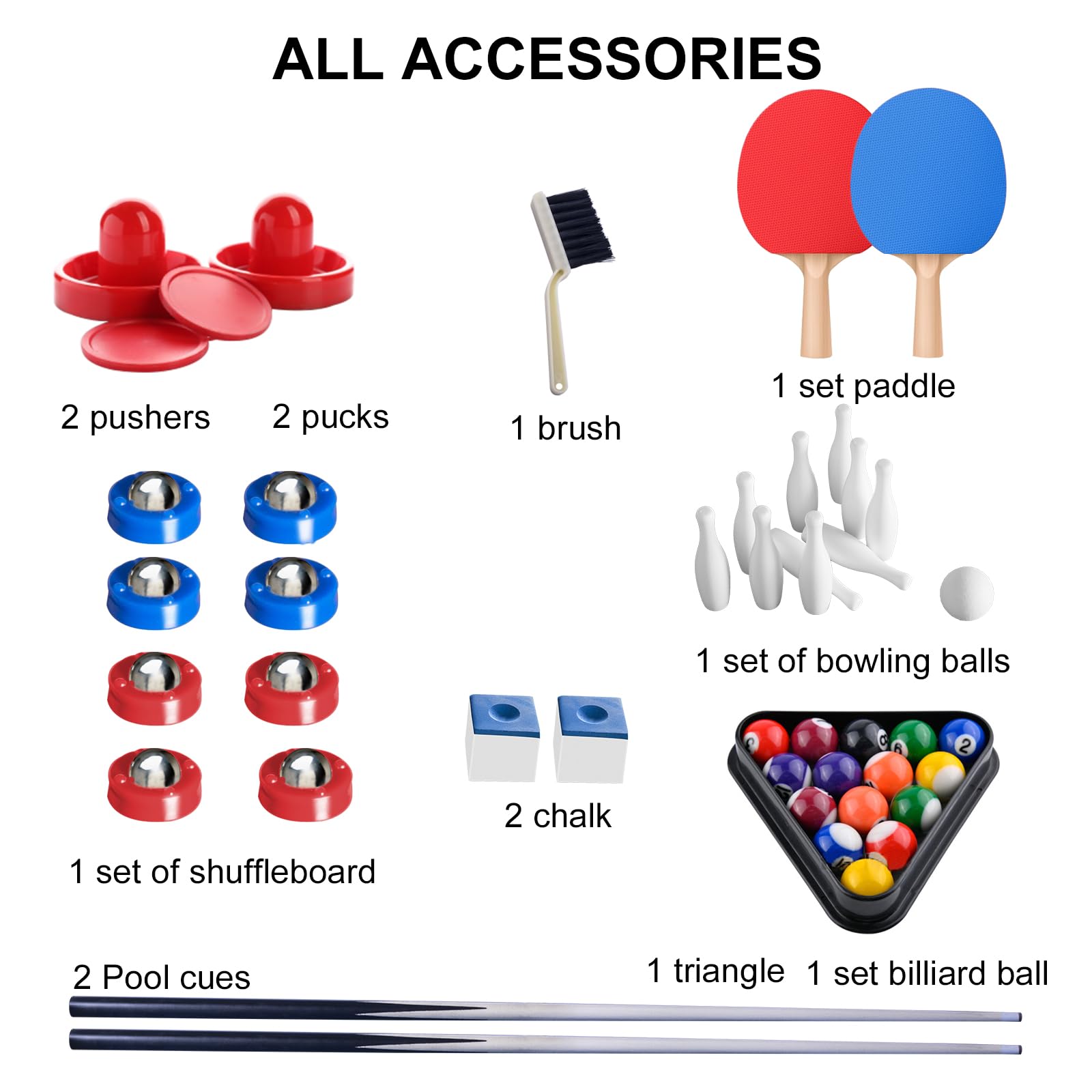 Premium Multi-Game Table Set - Table Tennis, Bowling, Shuffleboard & Air Hockey for Indoor Fun | Perfect for Game Rooms, Basements & Family Entertainment