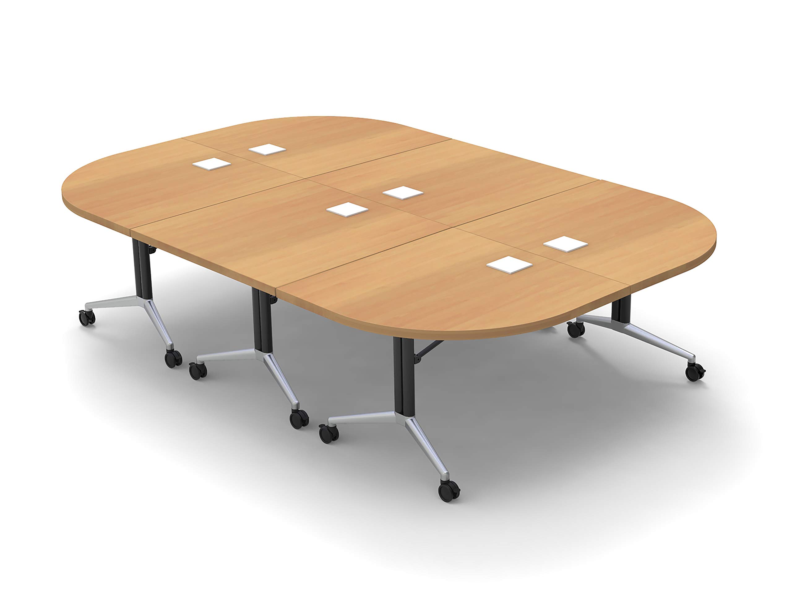 8-Person Conference Table - Foldable Beech Top with Chrome Base for Office Meetings & Seminars