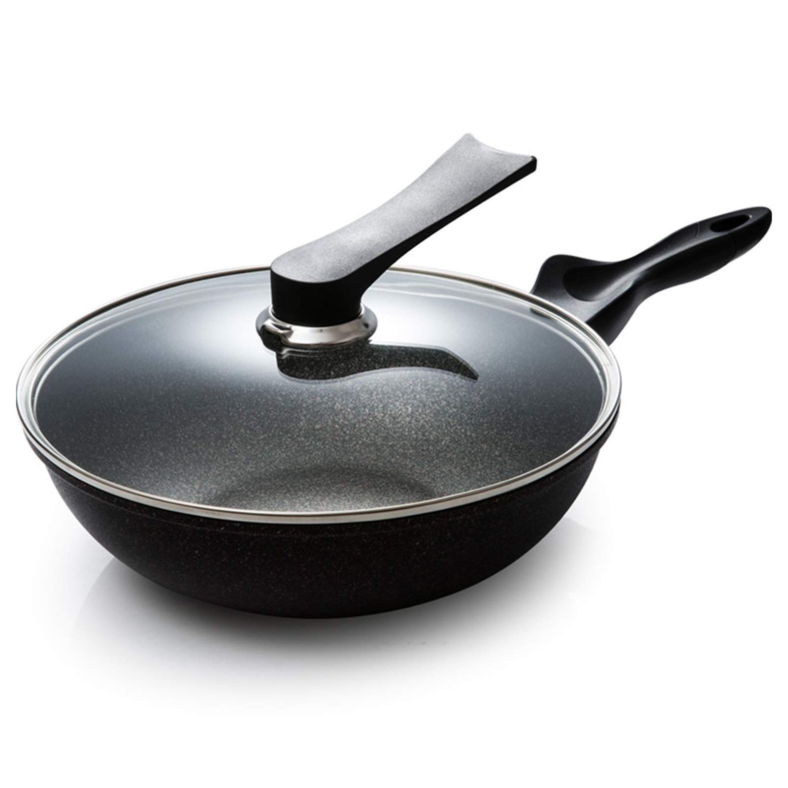 Premium Pan Maifan Stone Non-Stick Wok - Induction & Gas Stove Compatible, No-Smoke Stir-Fry Iron Pot for Healthy Cooking | Perfect for Asian Stir-Fry, Sautéing & Deep Frying in Home Kitchens