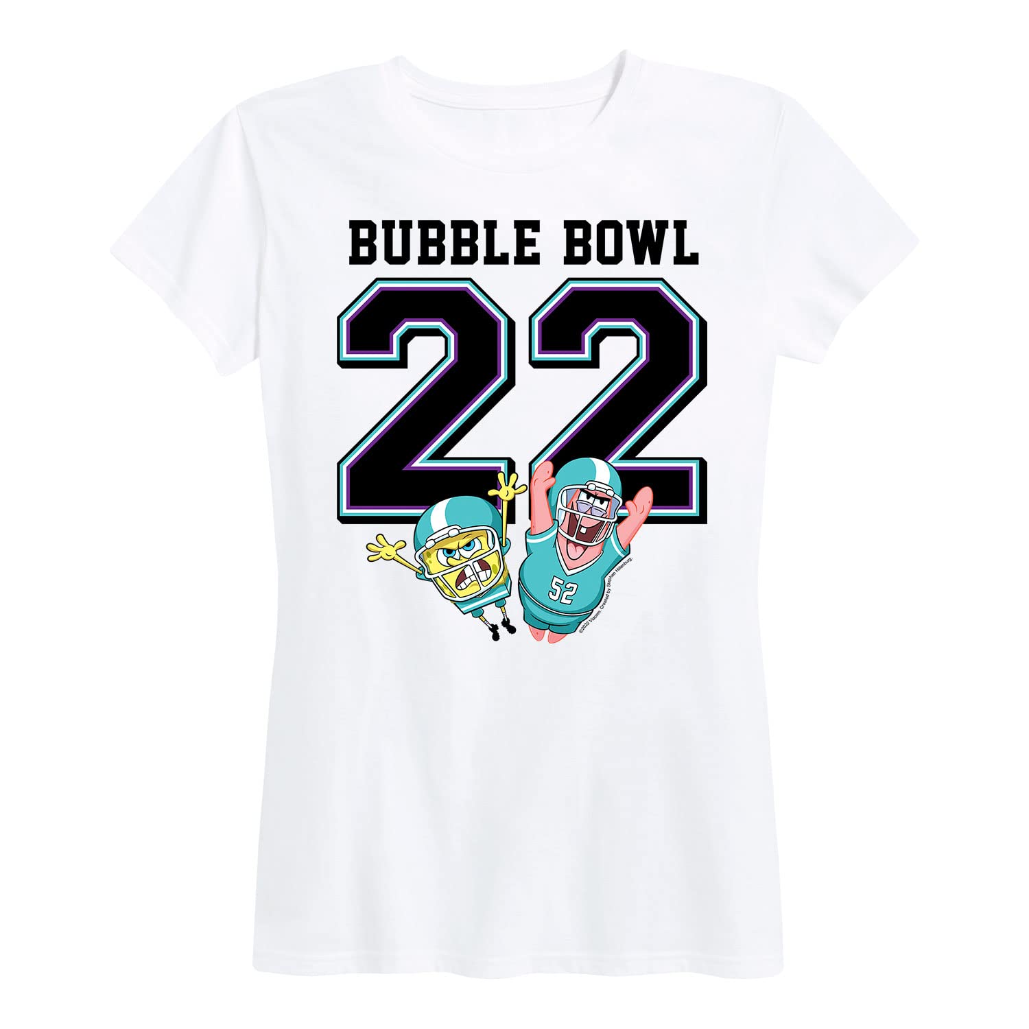 HYBRID APPAREL Women's Spongebob Squarepants Bikini Bottom Bubble Bowl Graphic Short Sleeve T-Shirt | Cartoon Character Tee for Casual Wear, Cosplay & Pop Culture Fans