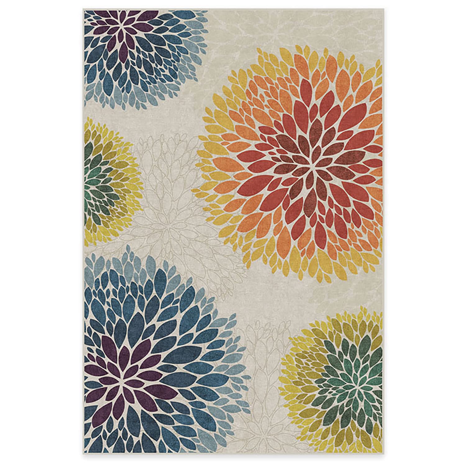 Washable 6x9 Floral Medallion Area Rug - Non Slip Gripper Pad - Premium Multicolor Rugs for Living Room, Bedroom, Kitchen, Office & Classroom | Perfect for Home Decor, Dorm Rooms and High Traffic Areas