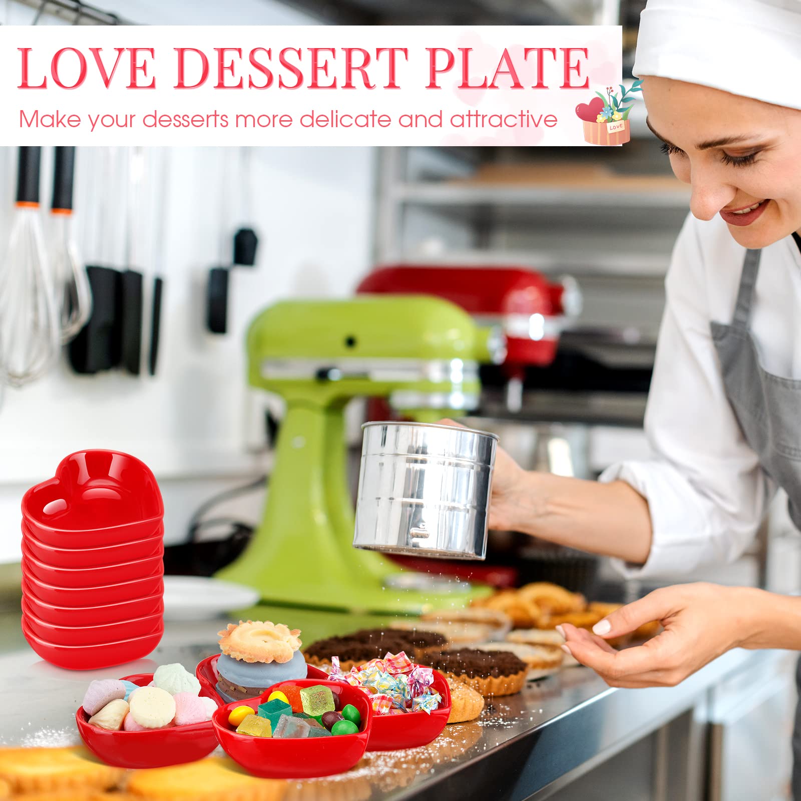 Zopeal 16 Pcs Heart Shaped Ceramic Bowls - Valentine's Day Candy Dishes, Red Love Sauce Plates, Multipurpose Serving Bowls for Candy, Sushi, Dipping & Seasoning | Perfect for Birthday Parties, Romantic Dinners & Holiday Gatherings