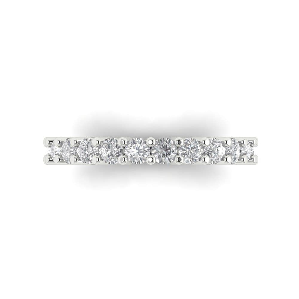 1.52 Carat Brilliant Round Cut Clear Simulated Diamond 14k White Gold Eternity Wedding Band Ring - Perfect for Anniversary Gifts, Engagement Rings & Bridal Jewelry