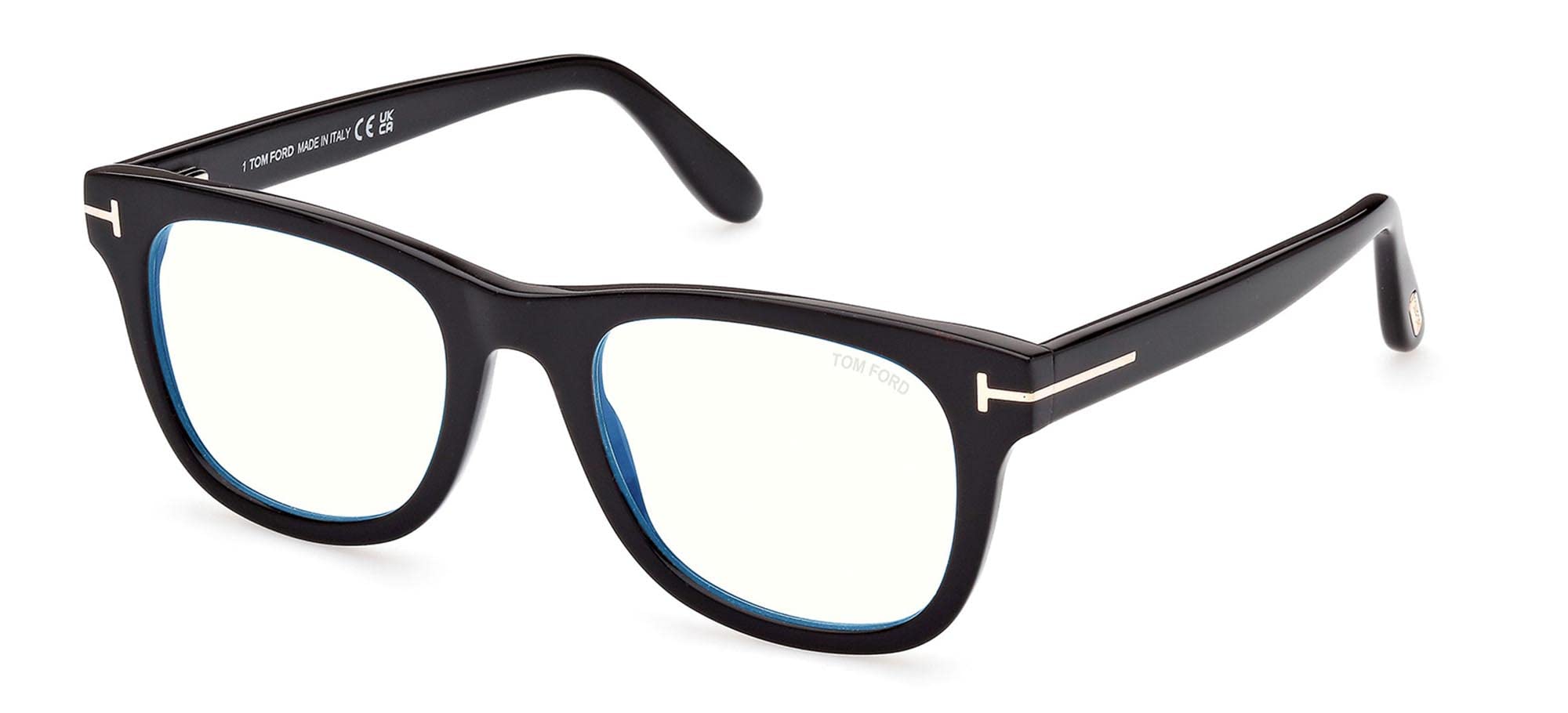 Tom Ford FT 5820-B 001 Eyeglasses - Shiny Black Frame with Logo & Blue Light Blocking Lenses for Work, Reading, and Digital Screen Protection