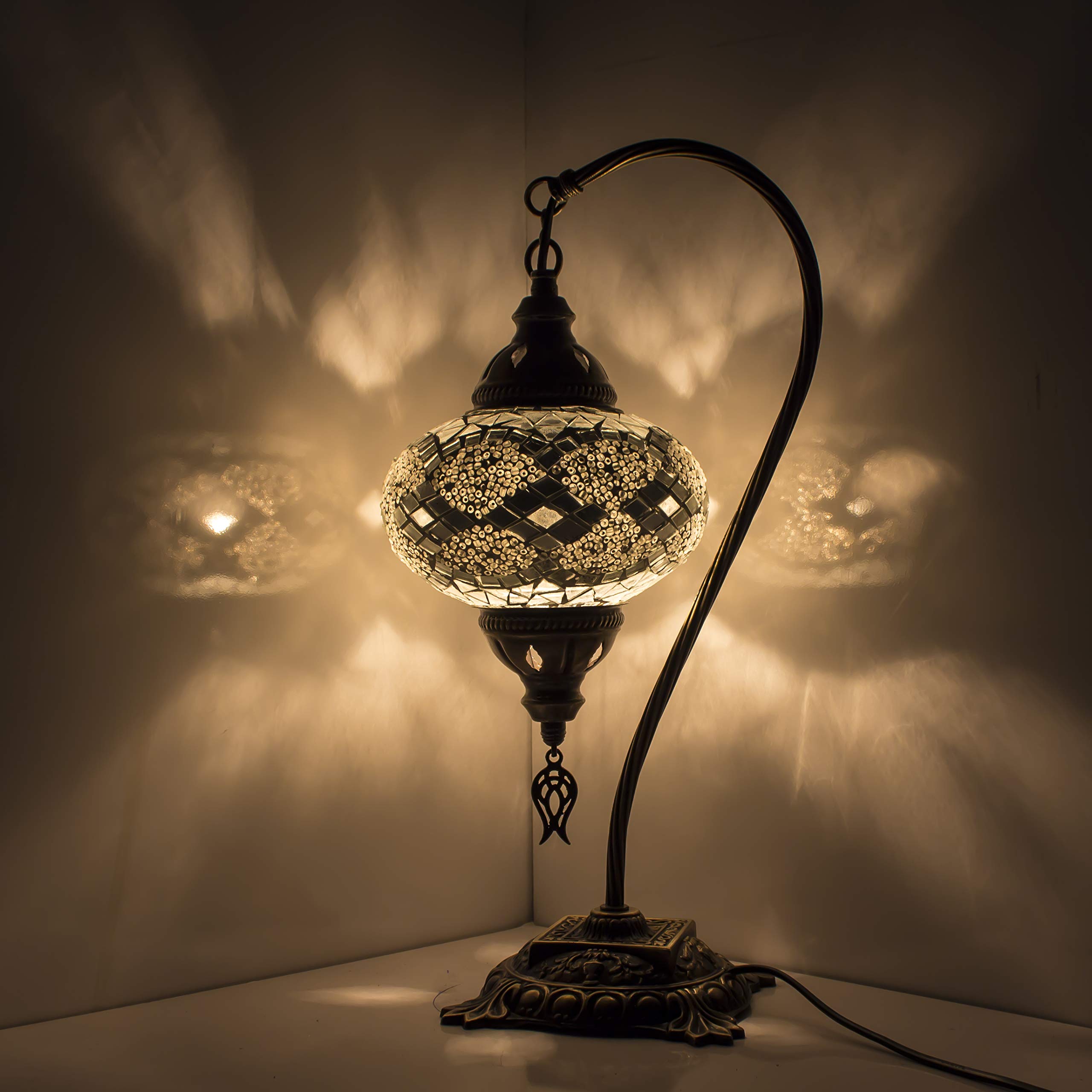 20 Styles Handmade Turkish Mosaic Table Lamp - Decorative Moroccan Stained Glass Lamp with LED Bulb - Rustic Home Decor for Living Room, Bedroom & Office - Gift Ready in Special Box