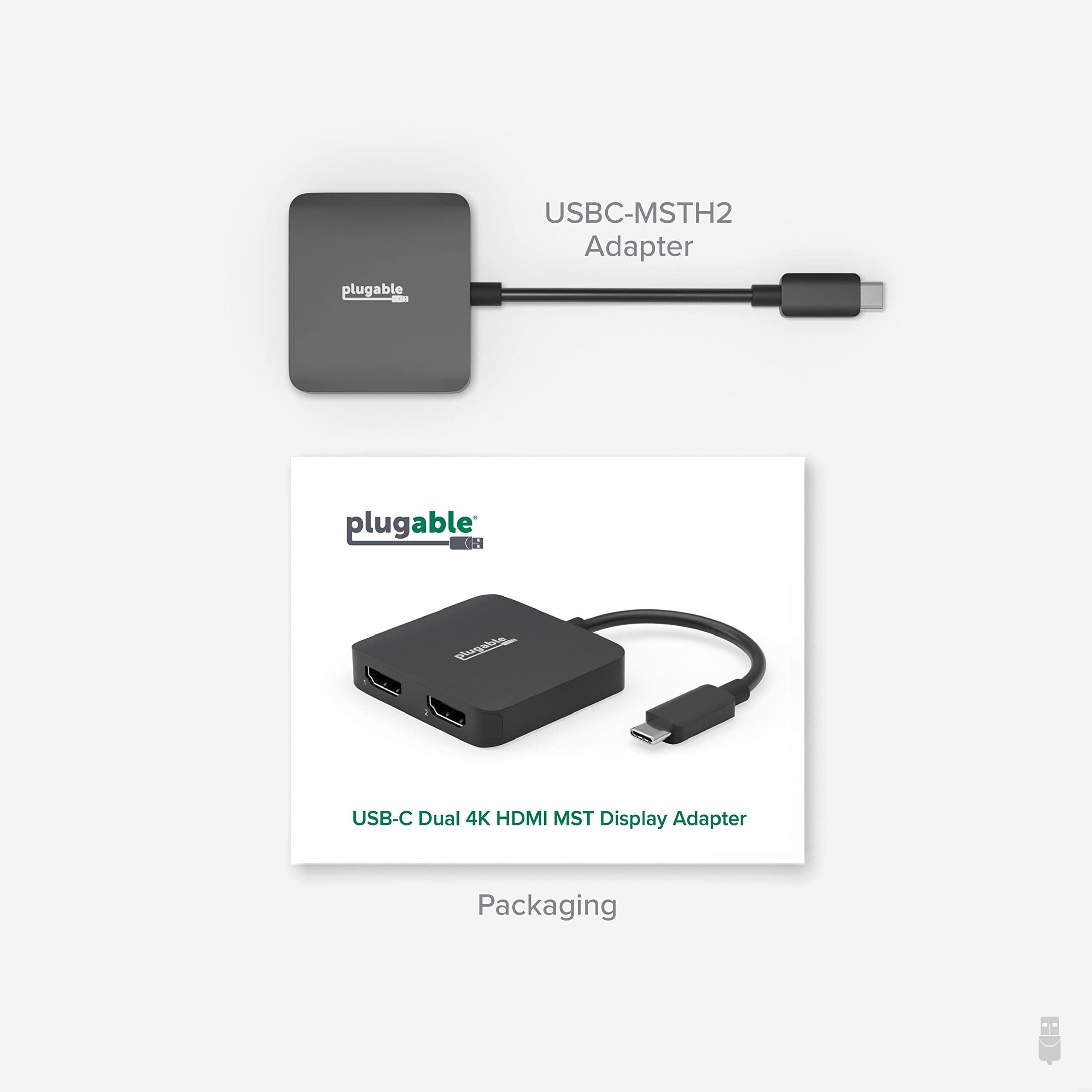 Plugable USB C to HDMI Adapter for Dual Monitors - 4K 60Hz USB C Hub for Windows & Chromebook - Driverless Plug & Play - Perfect for Home Office, Gaming & Video Conferencing