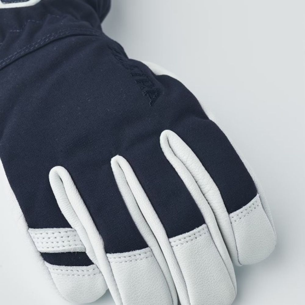Hestra Army Leather Heli Kids Ski Gloves - Navy (30560 280) | Warm & Durable Winter Gloves for Kids | Perfect for Skiing, Snowboarding & Outdoor Winter Activities