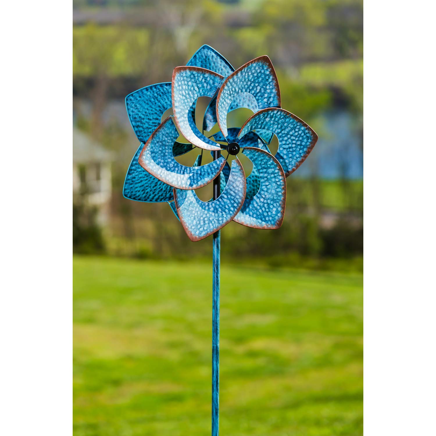 Evergreen Garden 75-Inch Wind Spinner with Hydro Blades - Outdoor Windmill Decor for Yard, Lawn, and Patio - Durable Weather-Resistant Metal Wind Spinner for Garden Decoration