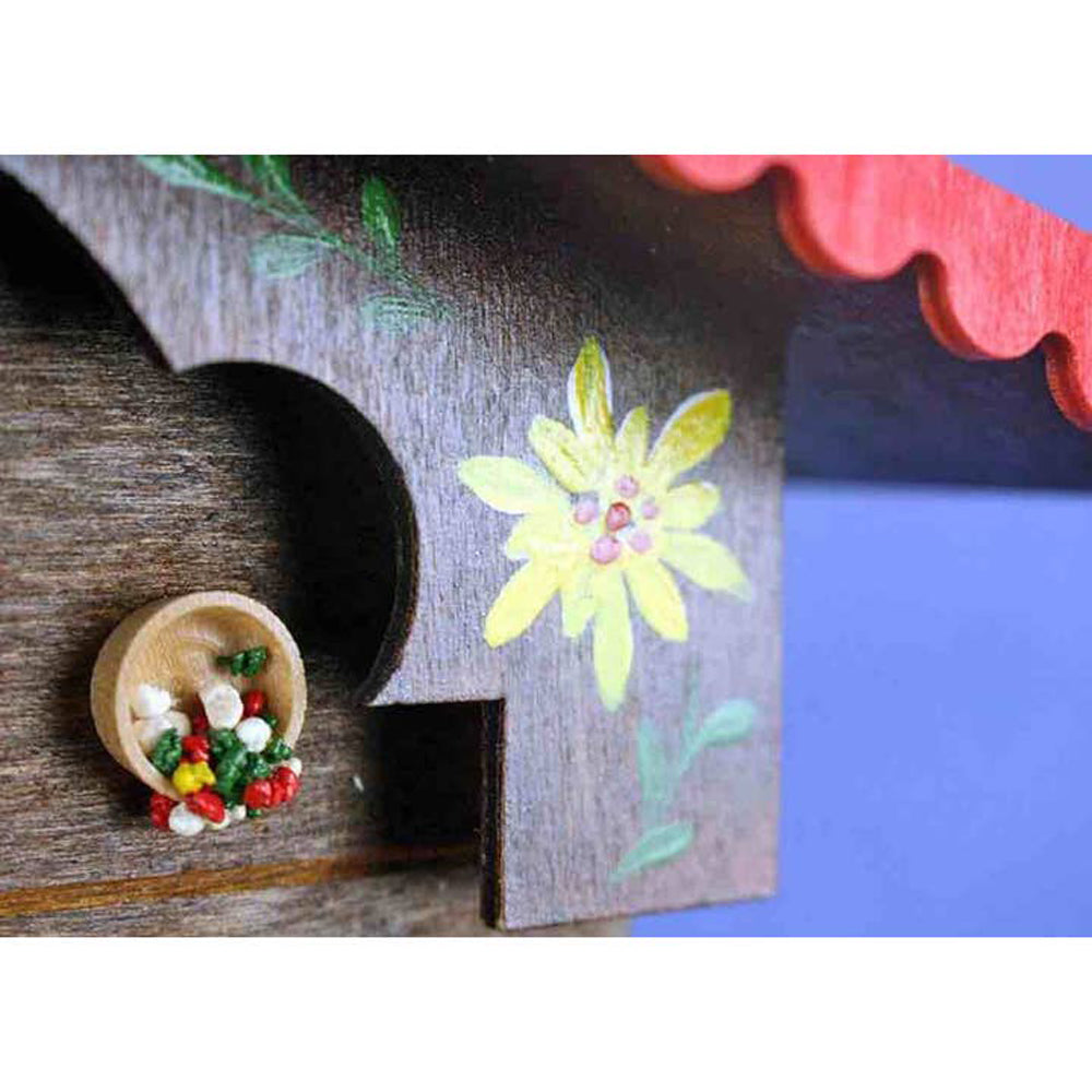 Alpine Flower Chalet Cuckoo Clock - Handcrafted German Wooden Wall Clock with Moving Dancers & Music - Perfect for Home, Office & Cabin Decor