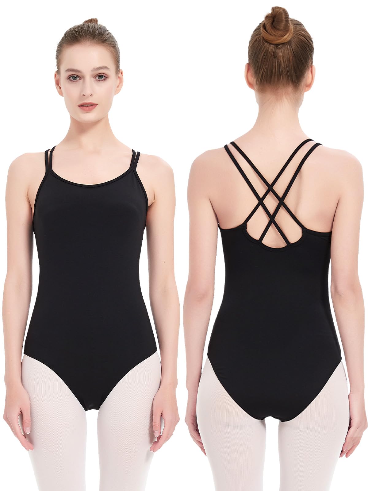 Kefiyis Women's Ballet Dance Leotard - High Elasticity Black Camisole for Classic & Artistic Gymnastics - Perfect for Ballet Class, Dance Practice & Performance