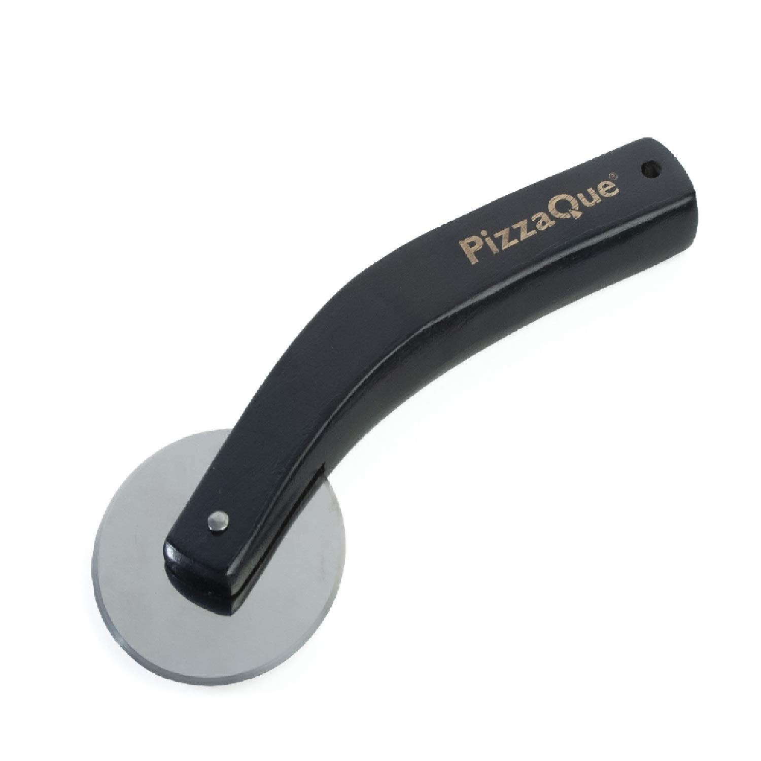PizzaQue Wooden Handle Rolling Pizza Cutter - Sharp Stainless Steel Blade for Perfect Slices - Ideal for Homemade Pizza, Pies, Dough Cutting & Kitchen Prep
