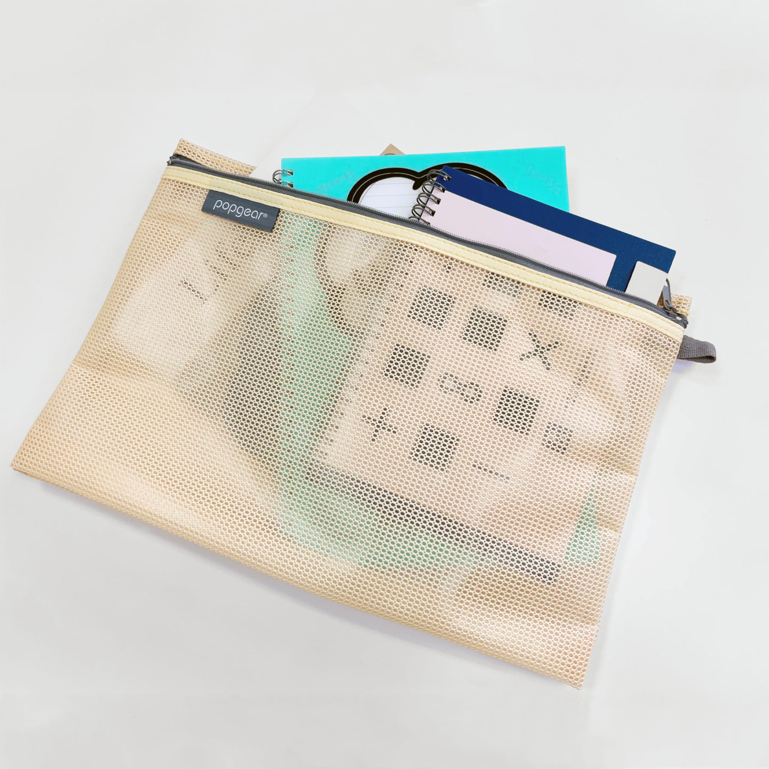 **PopGear Expandable Mesh Zipper Pouch Set - Water-Resistant Travel Organizer for Toiletries, Cosmetics, Documents & Stationery - 3 Pack (3 Colors) - Perfect for Travel, Camping & Daily Storage**