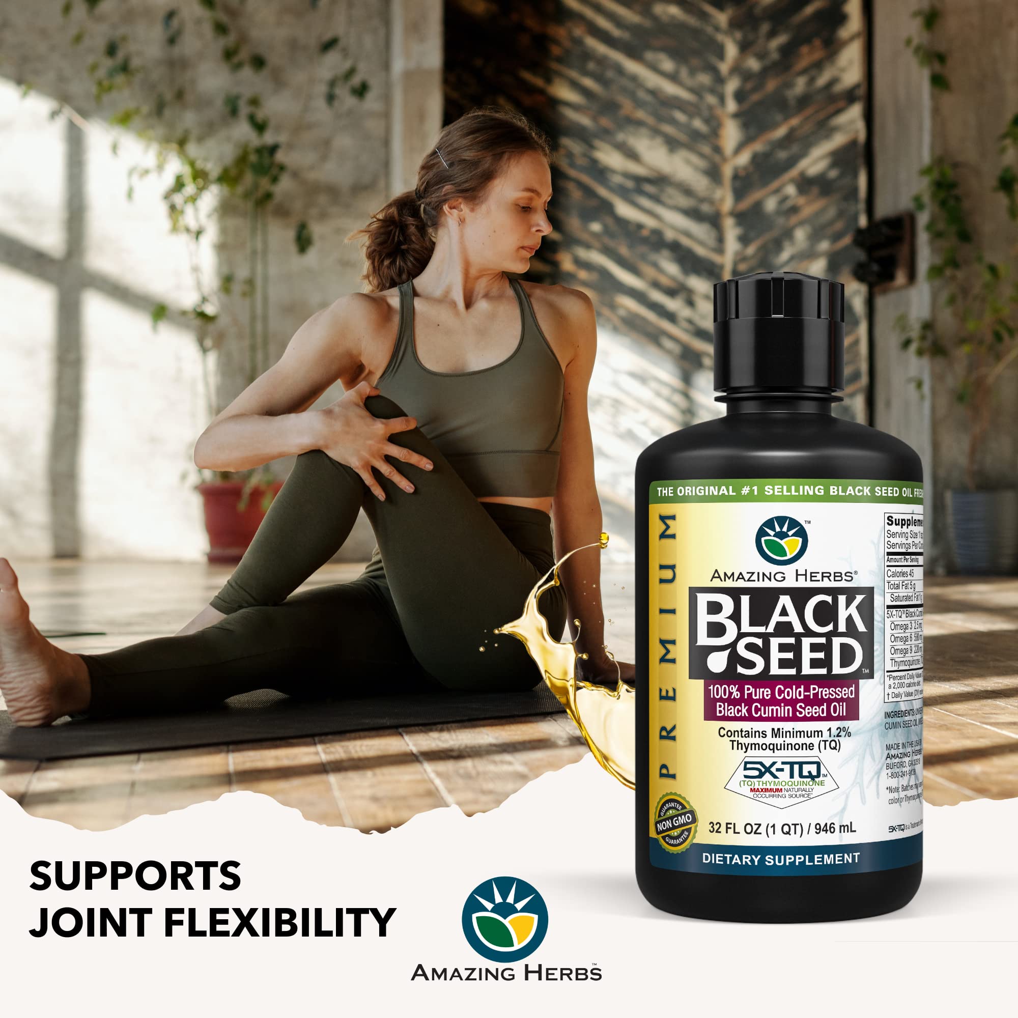 Premium Cold-Pressed Black Seed Oil (Nigella Sativa) - 32 Fl Oz for Digestive Health, Immune Support, Brain Function & Joint Mobility | Gluten-Free, Non-GMO | Perfect for Daily Wellness & Natural Remedies