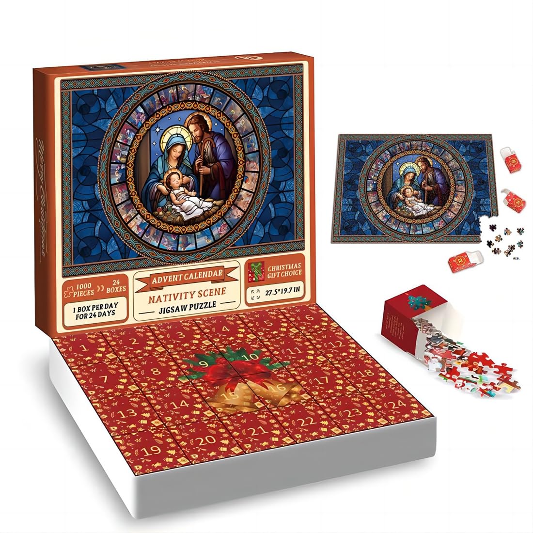 1000 Piece Nativity Scene Puzzle - Christmas Advent Calendar 2023, Holiday Nativity Jigsaw Puzzle for Adults & Kids, Festive Christmas Ornament & Home Decor for Holiday Gifts & Family Activities