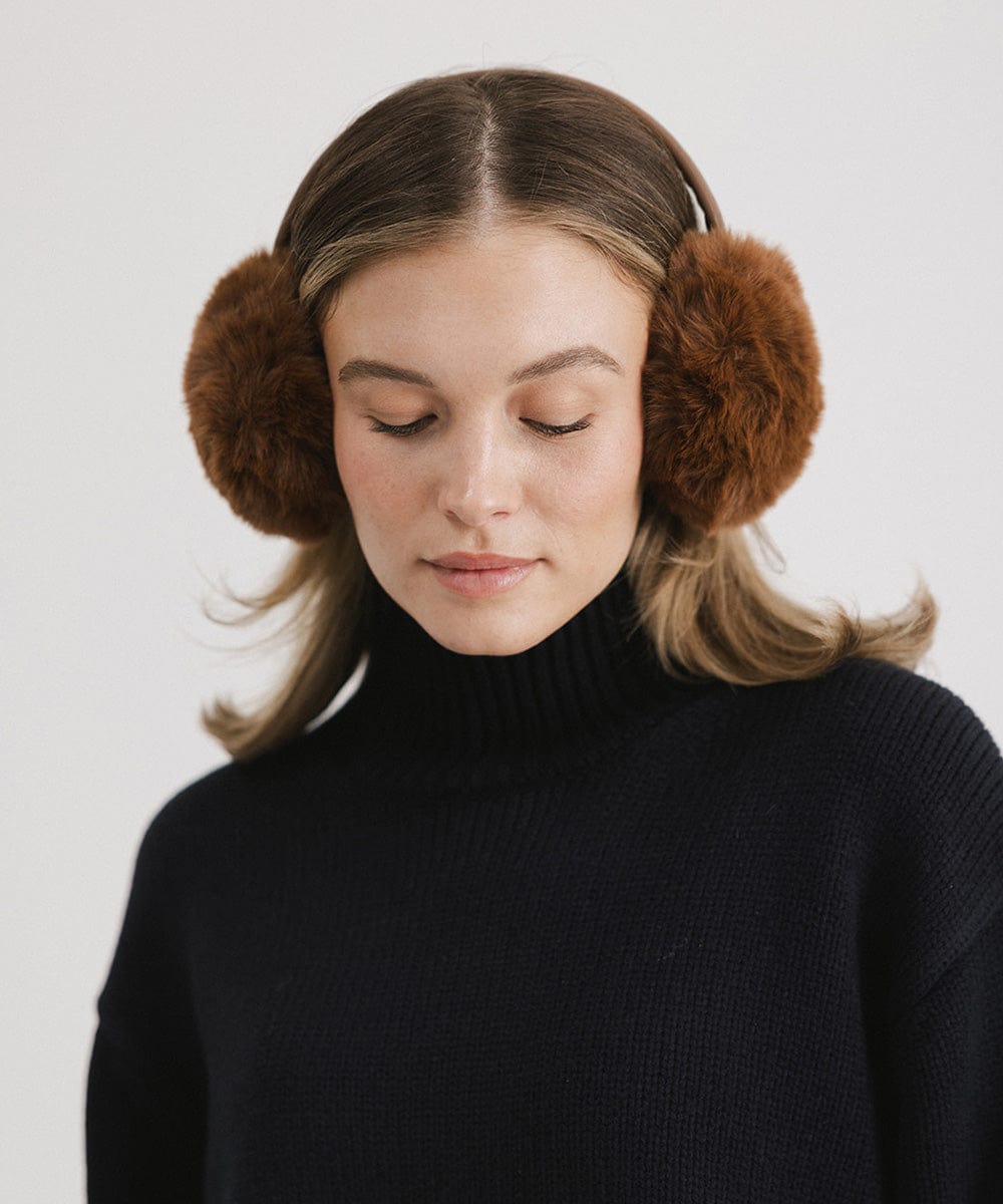 Leena Faux Fur Earmuffs - Winter Warm Ear Muffs for Women & Girls - Soft Plush Fleece Lined - Cold Weather Accessories for Outdoor Activities, Skiing, Snowboarding & Daily Winter Wear