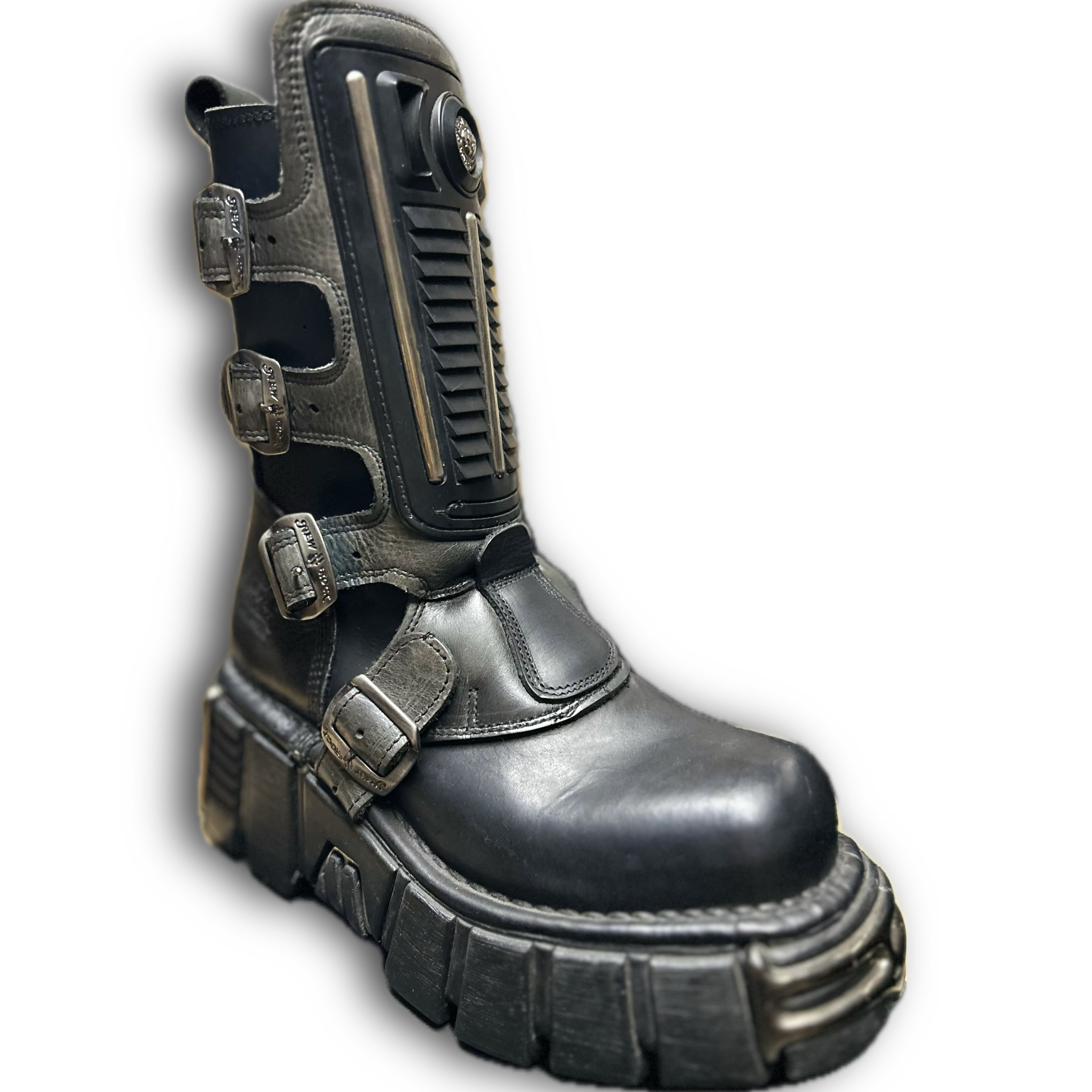 New Rock Boots M.332 Terminator - Stylish & Durable Leather Combat Boots for Men | Perfect for Motorcycle Riding, Outdoor Adventures & Fashion Streetwear