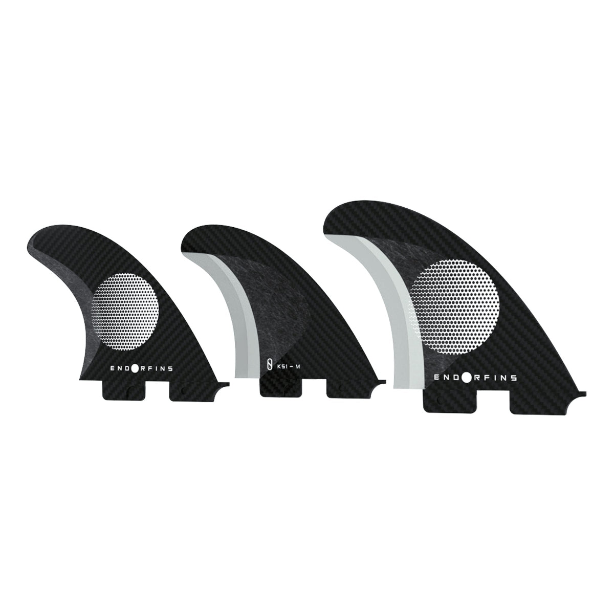 Endorfins 5 Fin Slater KS1 Surfboard Fin Set - Medium Size, 2 Tab, Black/White - Compatible with FCS 2 Fin Box - Perfect for Performance Surfing and Wave Riding