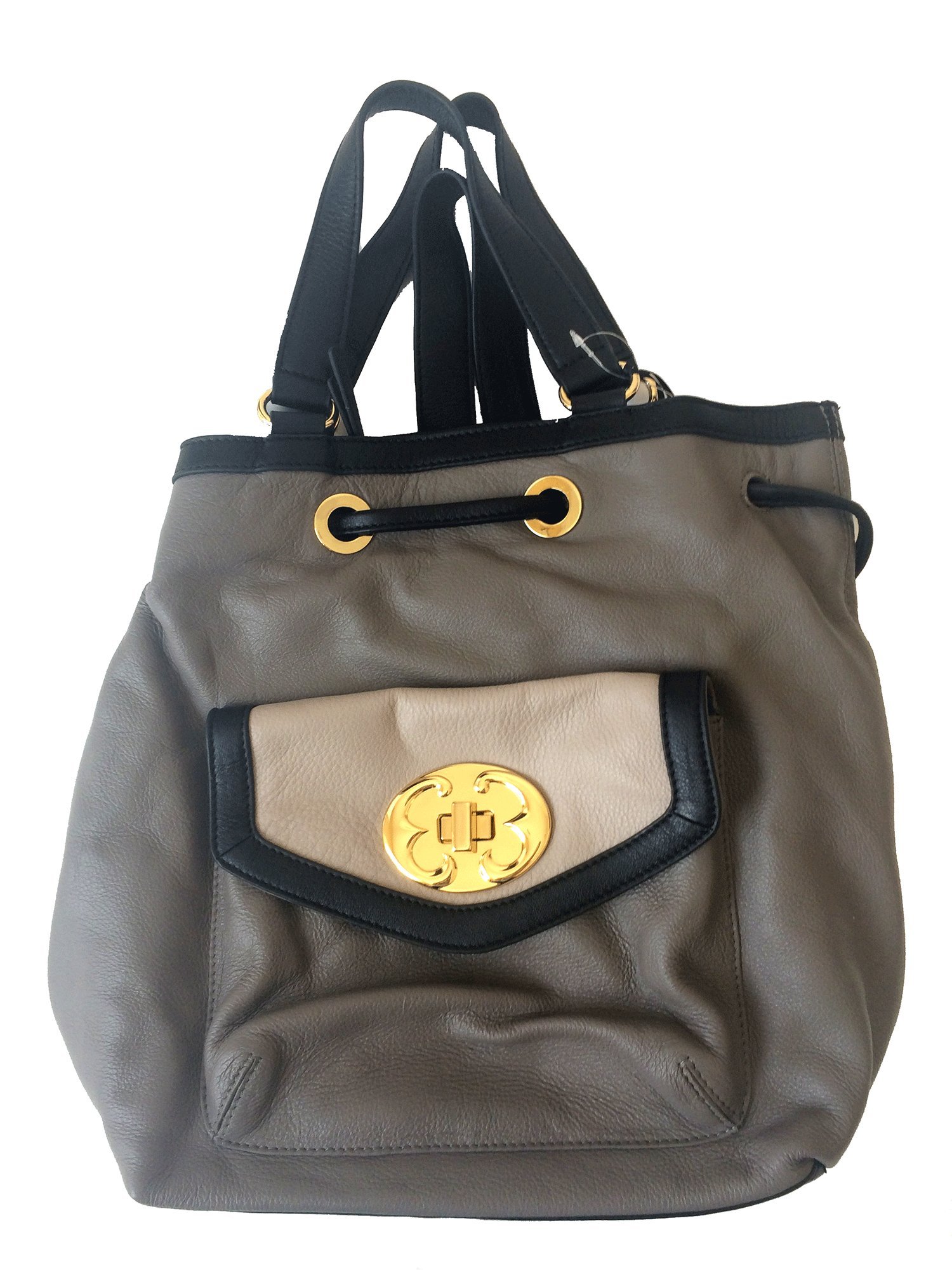 Emma Fox Genuine Leather Handbag Backpack for Women - Stylish Grey & Black Convertible Purse - Perfect for Work, Travel & Everyday Use
