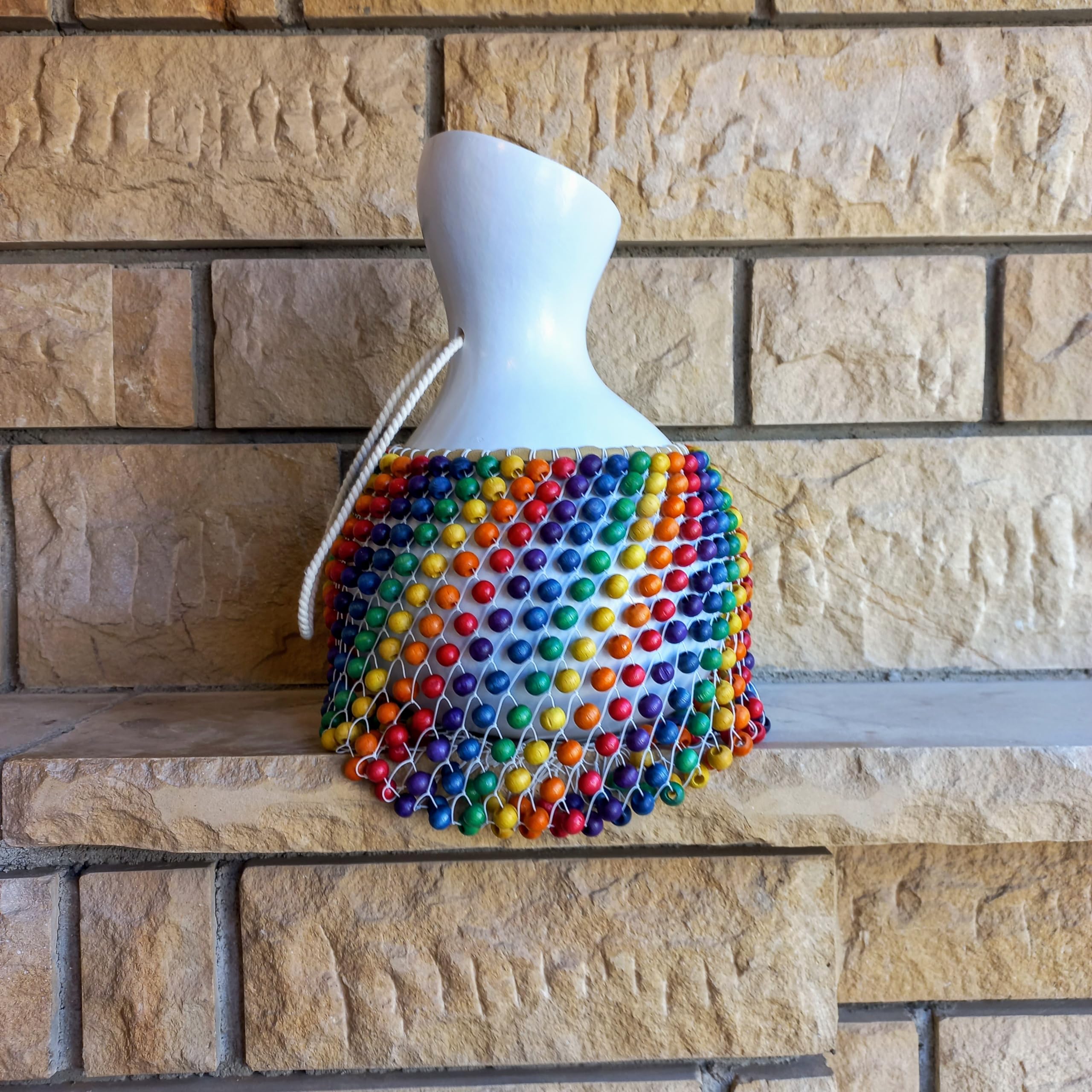 Vibrant Rainbow Beaded Gourd Shekere - Authentic African Percussion Instrument for Drumming & Music Performances | Perfect Musician Gift for Performers & Music Lovers | Great for Live Shows, Studio Recording & Cultural Events