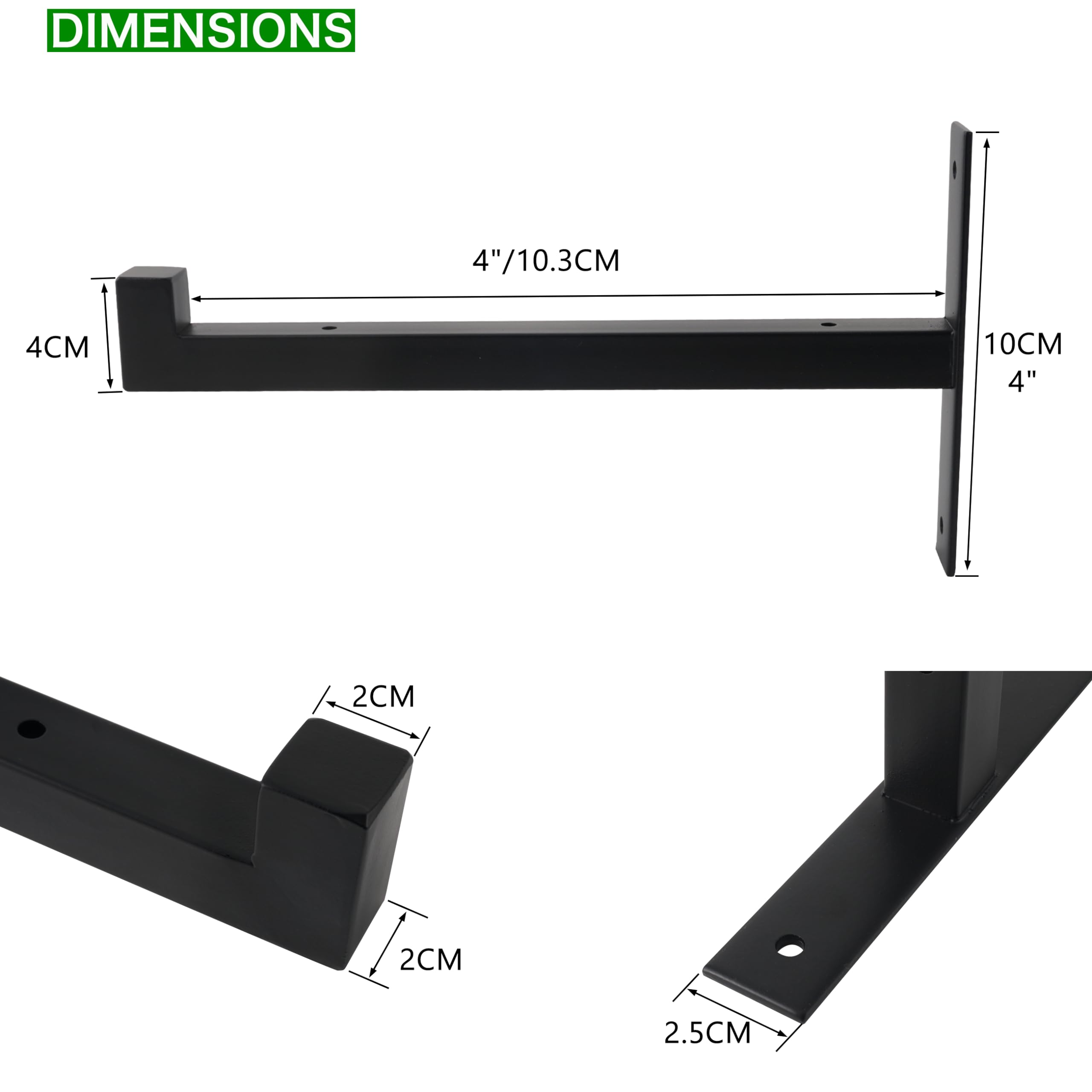 6 Pcs Heavy Duty Shelf Brackets 4 Inch - Industrial Metal Wall Mounted Shelving Supports with Lip for Garage, Kitchen, Pantry Storage Organization