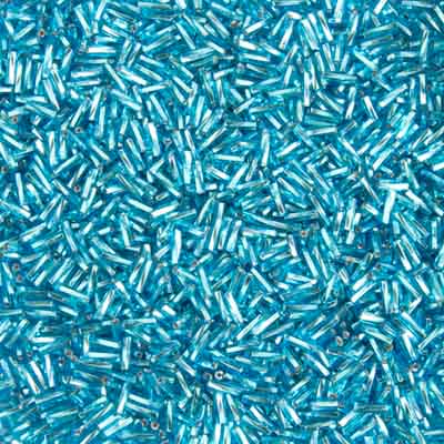Silver Lined Aqua Czech Bugle Beads #3 (25g Bag) - Perfect for Jewelry Making, DIY Crafts, and Scrapbooking Projects
