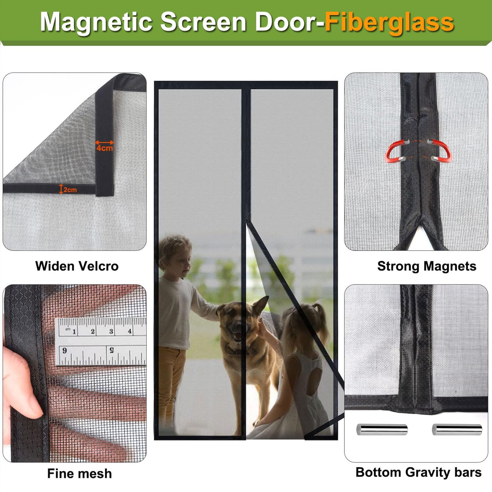 **Fiberglass Magnetic Screen Door 57