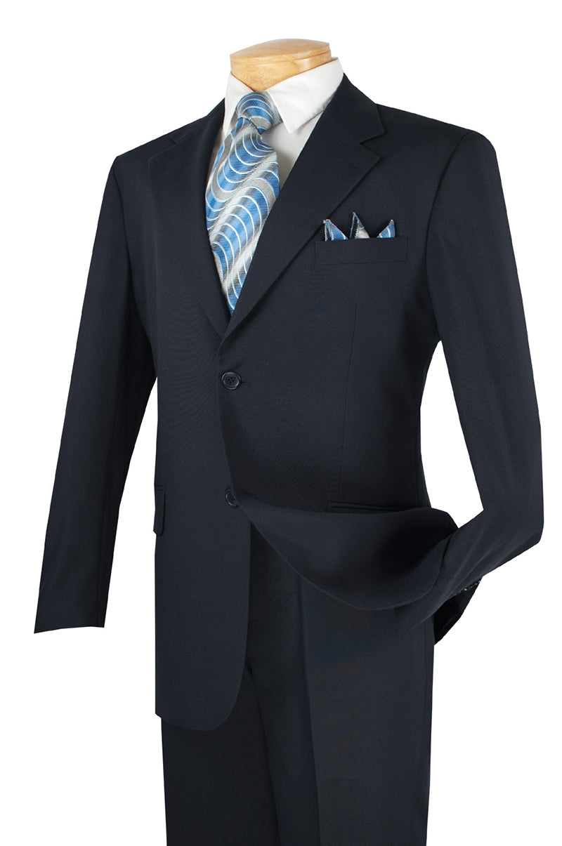 Navy Slim Fit Men's 2 Piece Business Suit 2 Button - Premium Formal Wear for Office, Wedding & Special Occasions