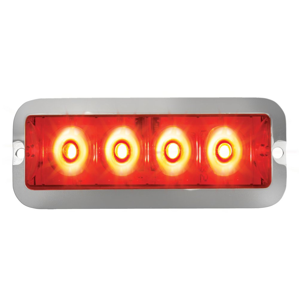 GG Grand General 76532 Red Medium Rectangular 4 LED Strobe Light with Red Lens - Emergency Vehicle Warning Light for Trucks, Emergency Vehicles & Construction Safety